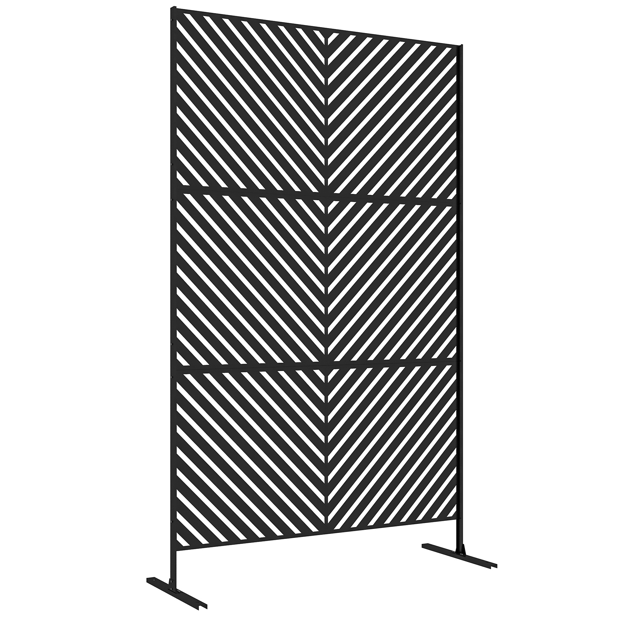 TEMU Outsunny Panneau brise vue décoratif paravent extérieur à motif géométrique en métal - 122 x 45 x 198 cm, noir