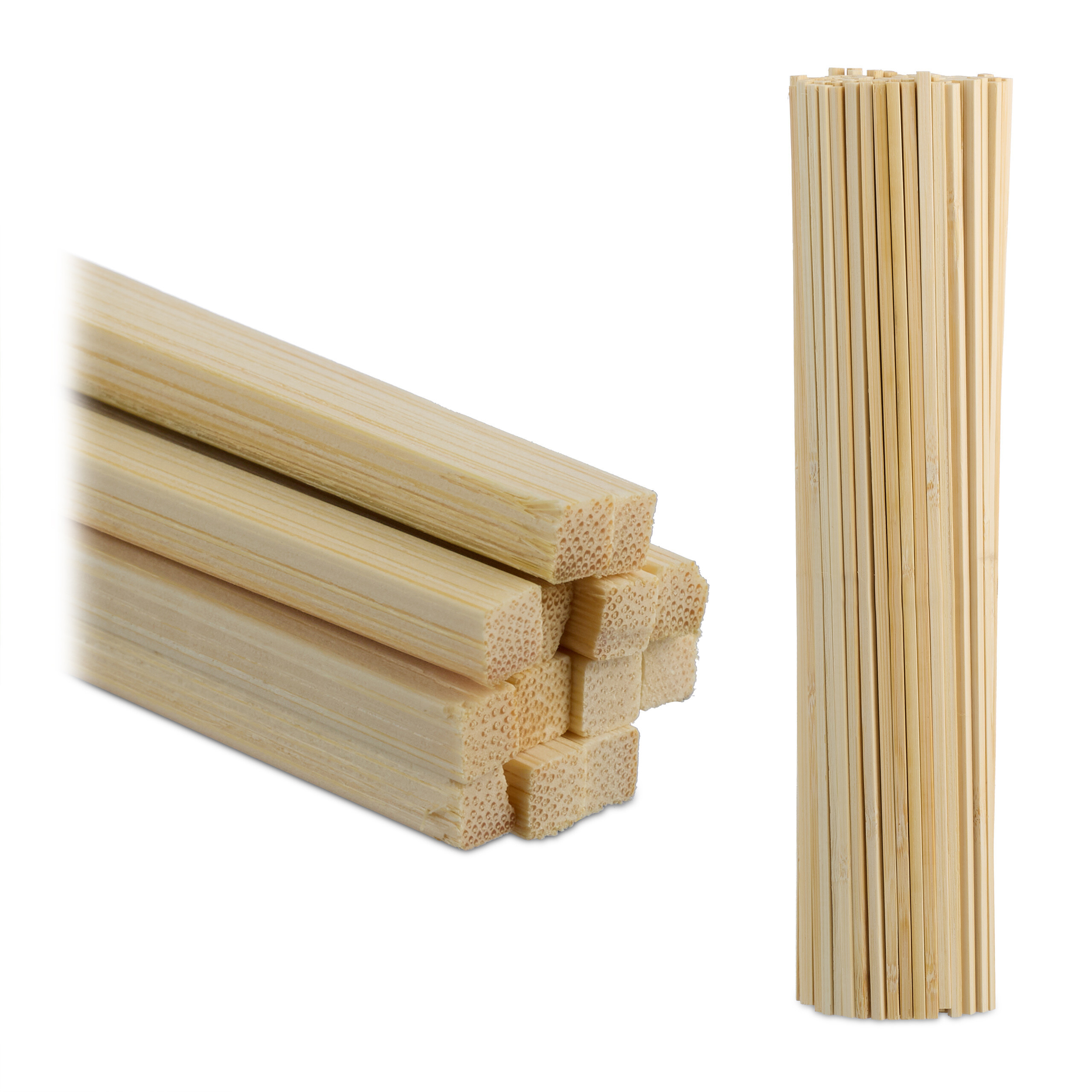Image of Square Bamboo Sticks, 200-piece Set, 30 X 0.4 X 0.4 Cm, Natural Bamboo, , For Craft Projects, Mirrors, Photo Frames, And Houseplants, Trellis Sticks, Plant Stakes, Craft Sticks, Relaxdays