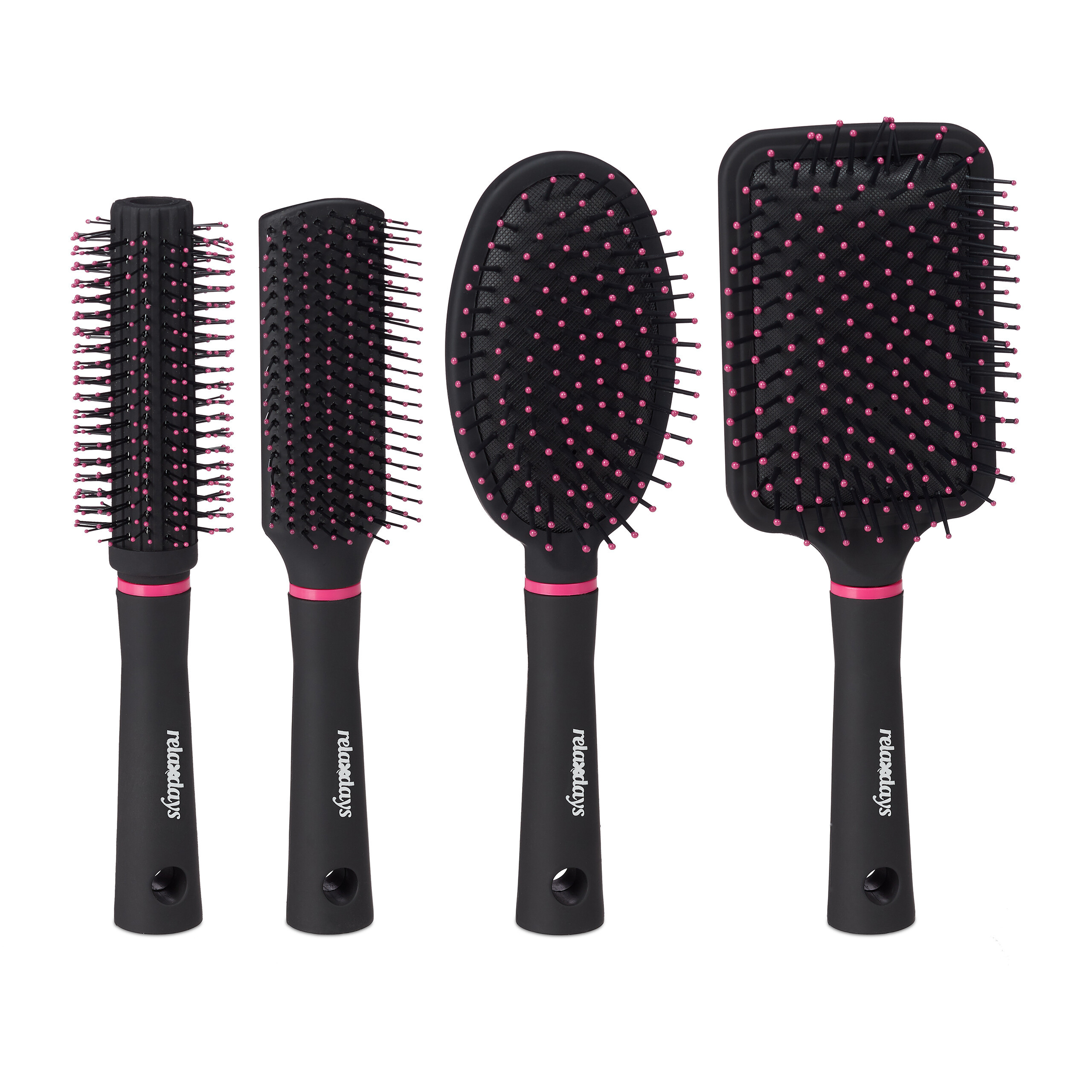 4-pack Hair Brush In Black/pink