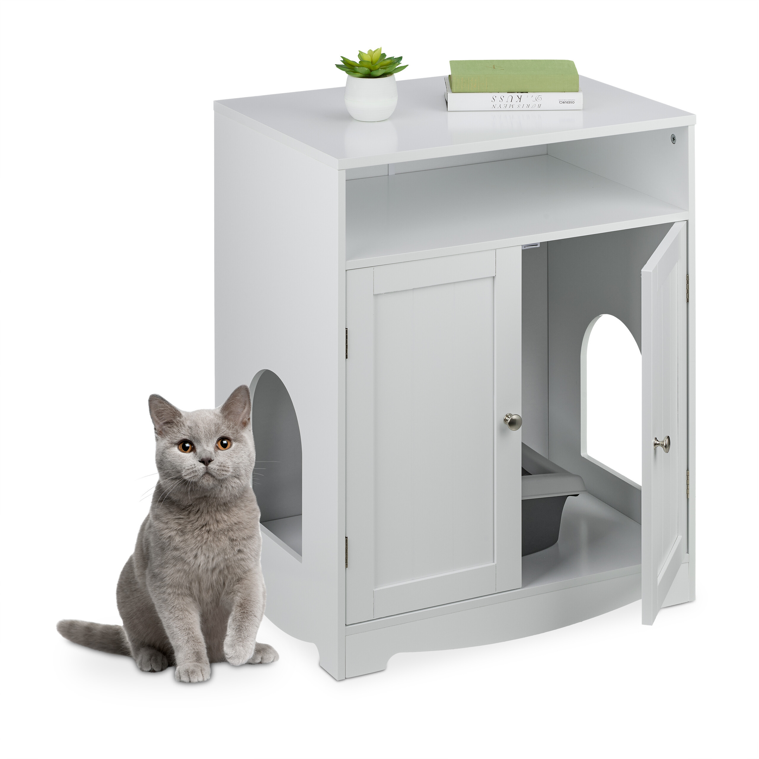 Image of Cat Litter Box In White - (w)60 X (h)73.5 X (d)43.5 Cm