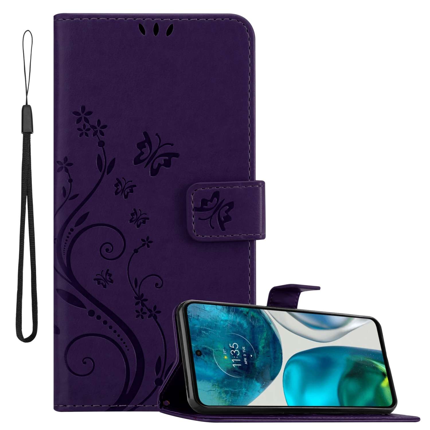 Image of Case Compatible For Motorola Moto G52 4g / G82 5g Protective Cover With Magnetic Closure, Stand Function And Card Slots Flip Case Flower Cover Phone Case Foldable Case Book Bag