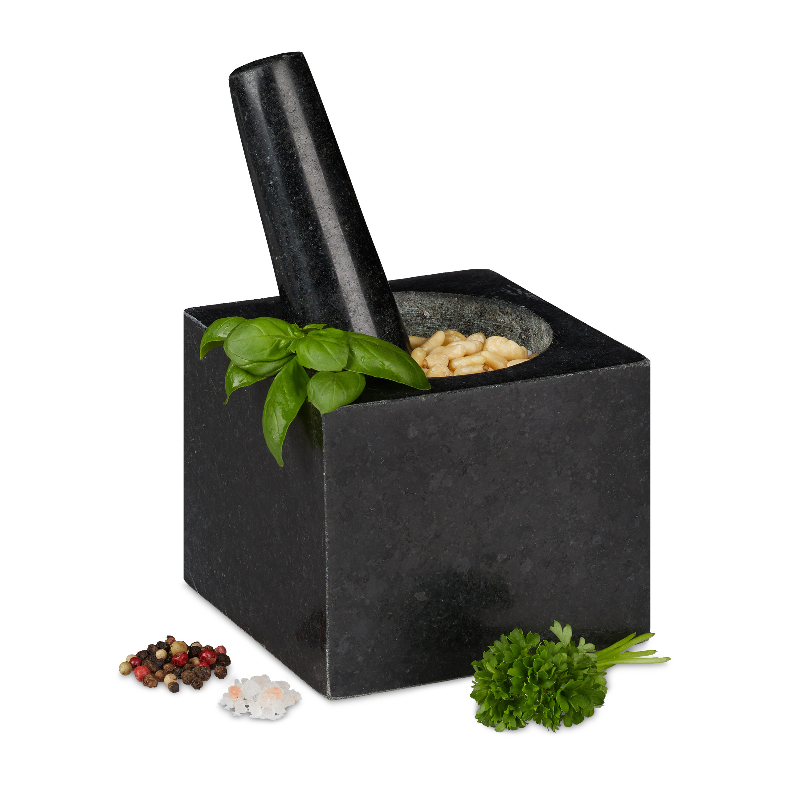 TEMU Square Granite Mortar With Pestle