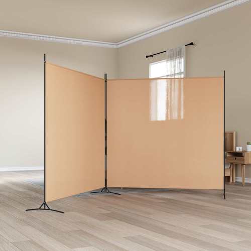 2 part room divider beige 348 x 180 cm fabric living room modern room divider rectangular folding screen nice privacy screen flexible separator