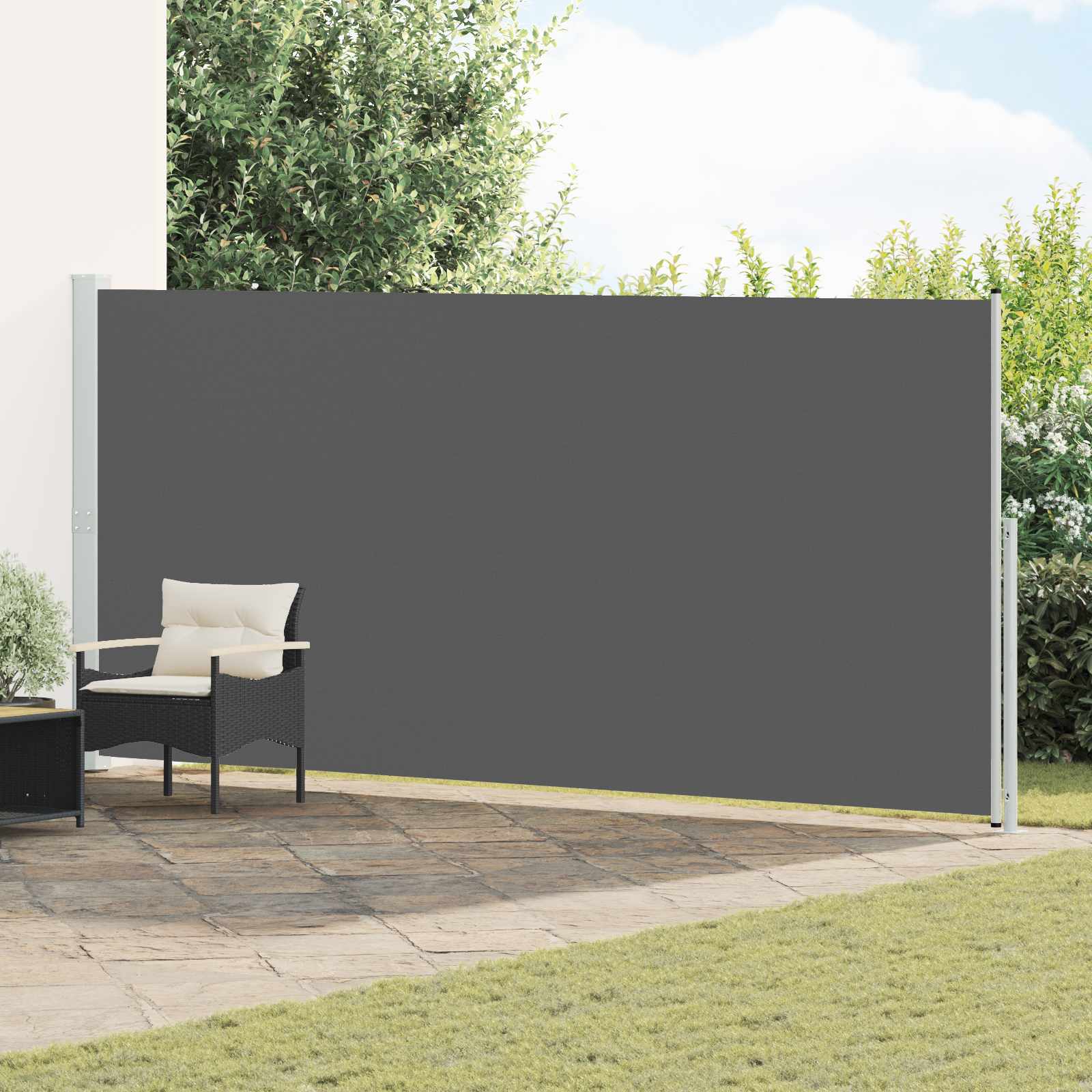 Retractable Side Awning Rectangular 180 X 500 Cm, Modern, Rectangular, Retractable Awning, Adjustable Sun Protection, Privacy Screen For The Garden