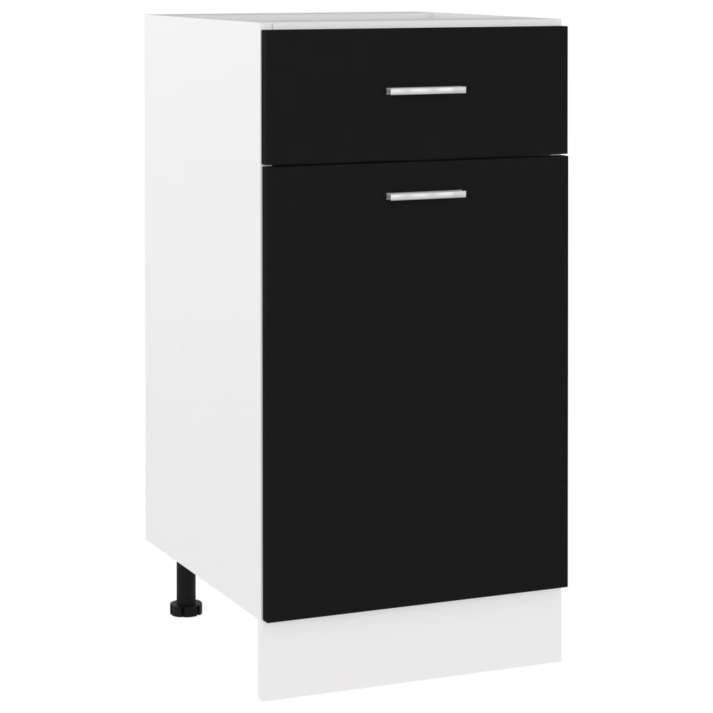Image of Vidaxl "" Black Base Cabinet, 40x46x81.5 Cm, Wood Material, Kitchen Cabinet, Catering Cabinet, Commercial Furniture, Kitchen Furniture, Storage Cabinet
