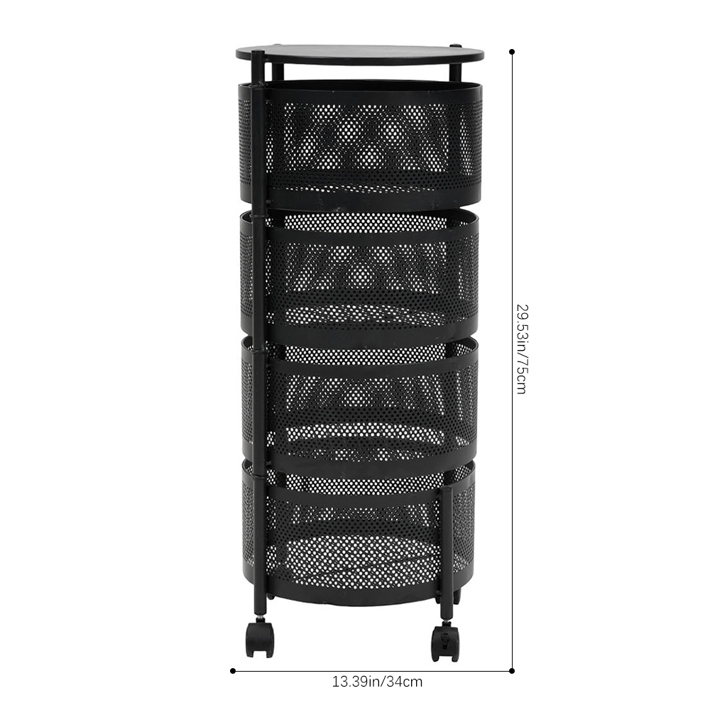 Large Capacity Round Metal Kitchen Storage Rack with Wheels