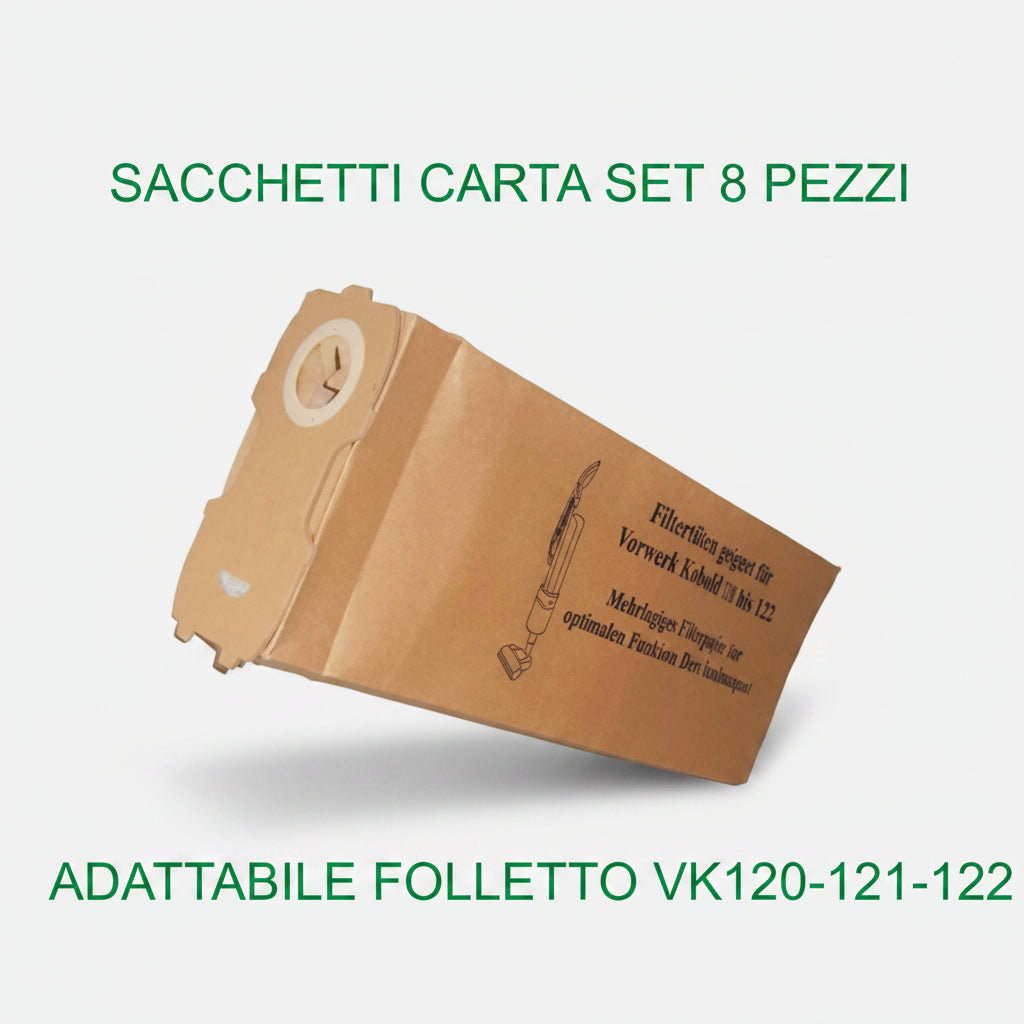 TEMU Set 8 Sacchetti Carta Adattabili Folletto VK120/121/122 Ricambio Compatibile