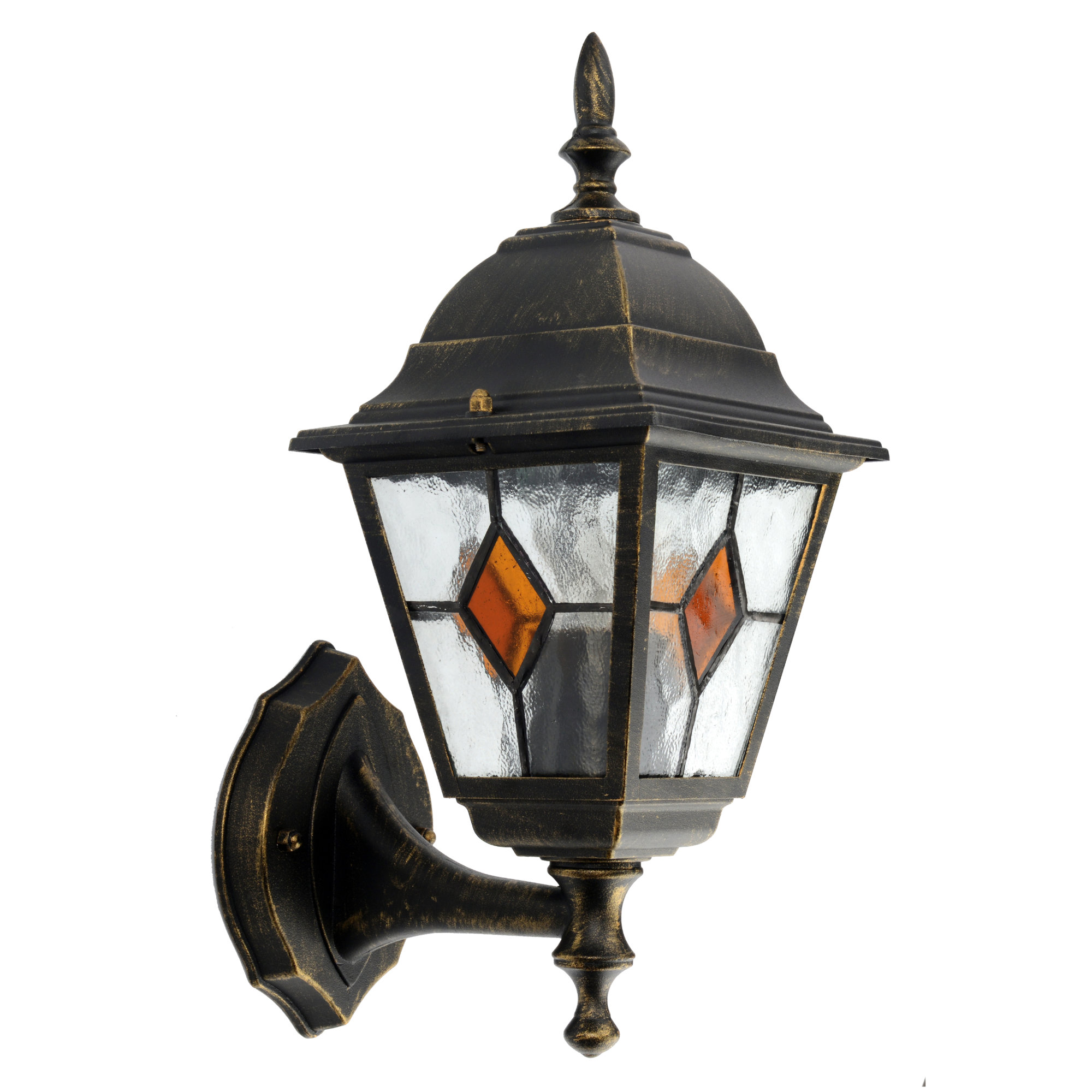 First Choice Lighting Morecambe - Black with Brushed Gold IP44 Outdoor Wall Light