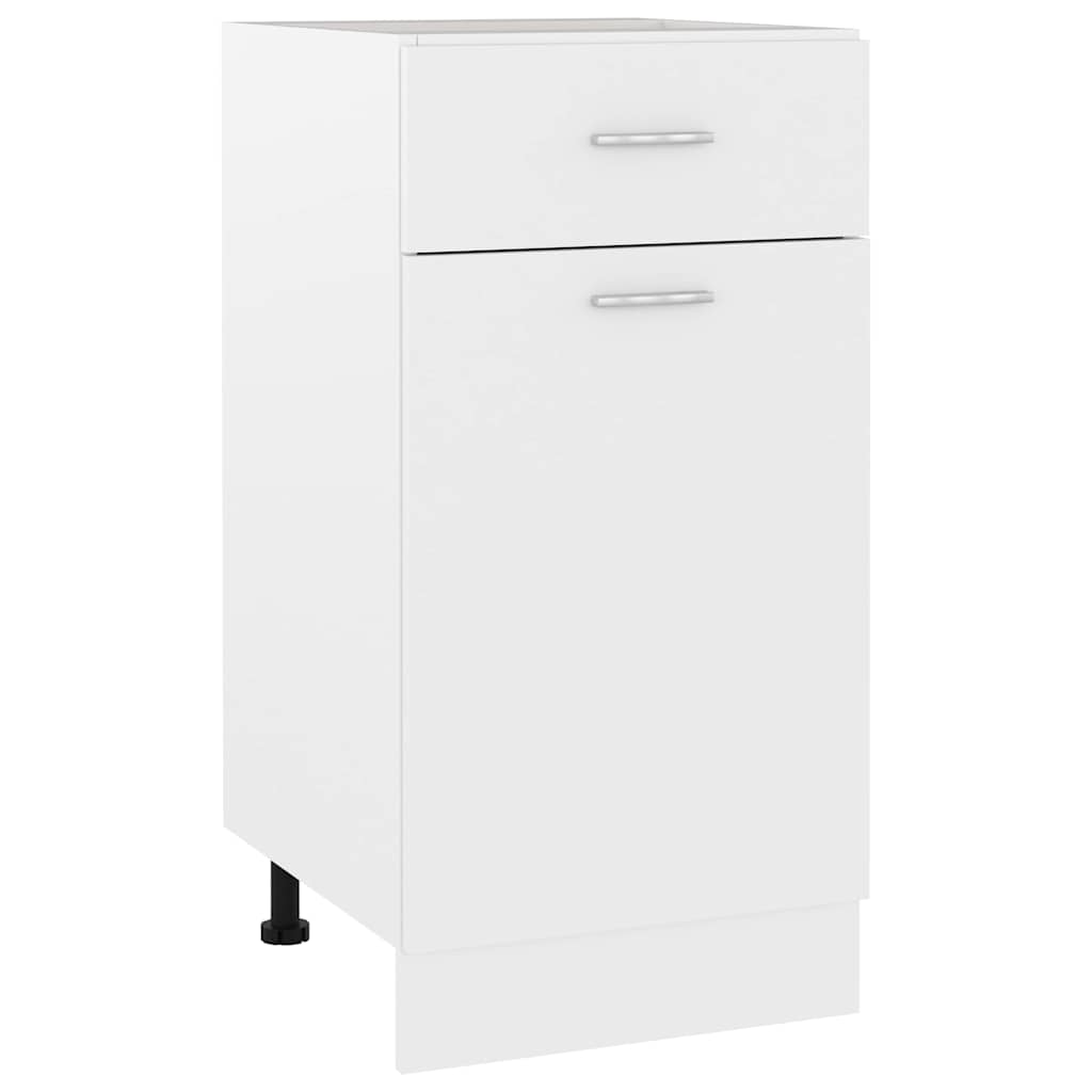 Image of Drawer Cabinet, Wood, White, 40x46x81.5 Cm, Bathroom And Kitchen Storage Unit, Base Cabinet, Wall-mountable