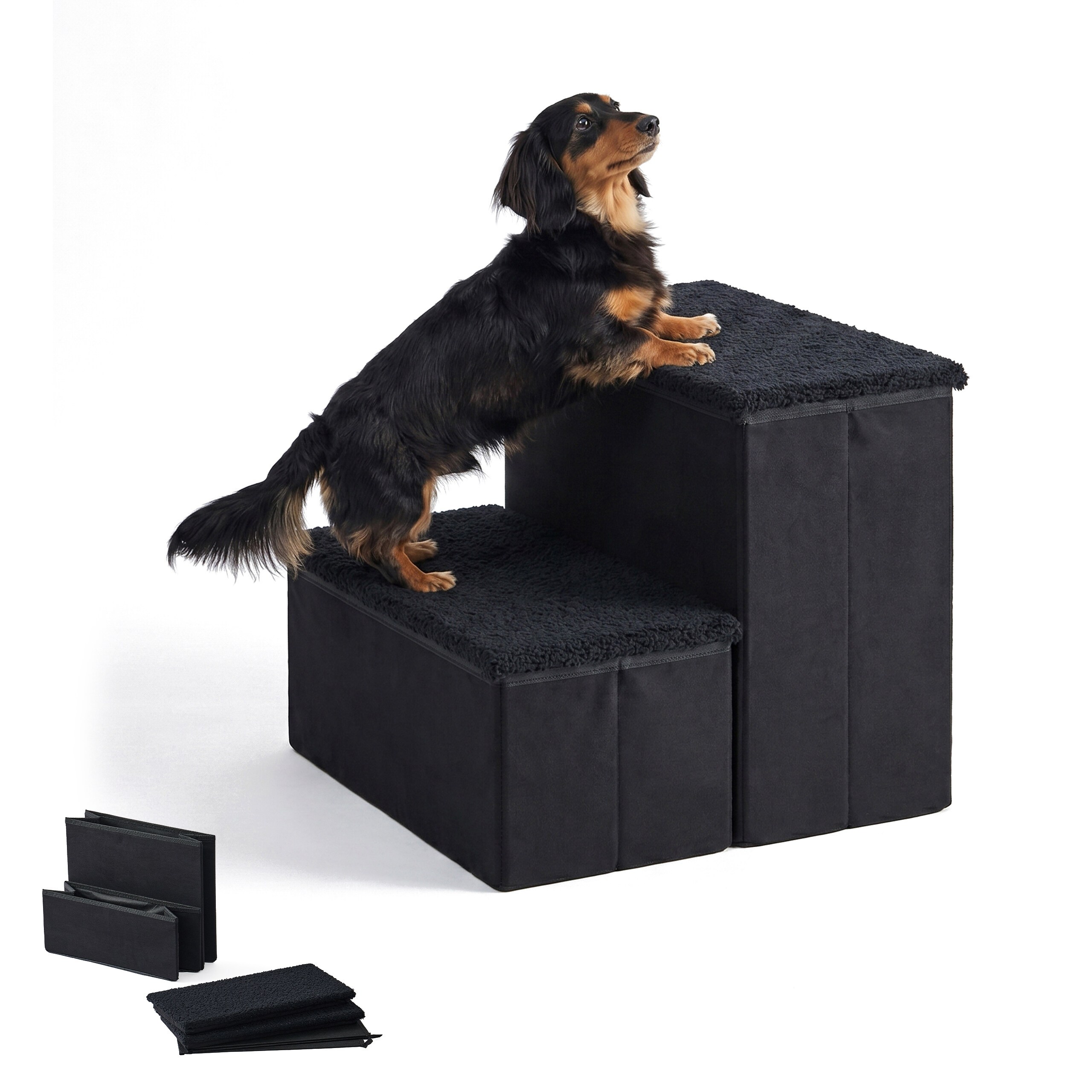 Image of Dog Stairs In Black - (w)40 X (h)32 X (d)35 Cm