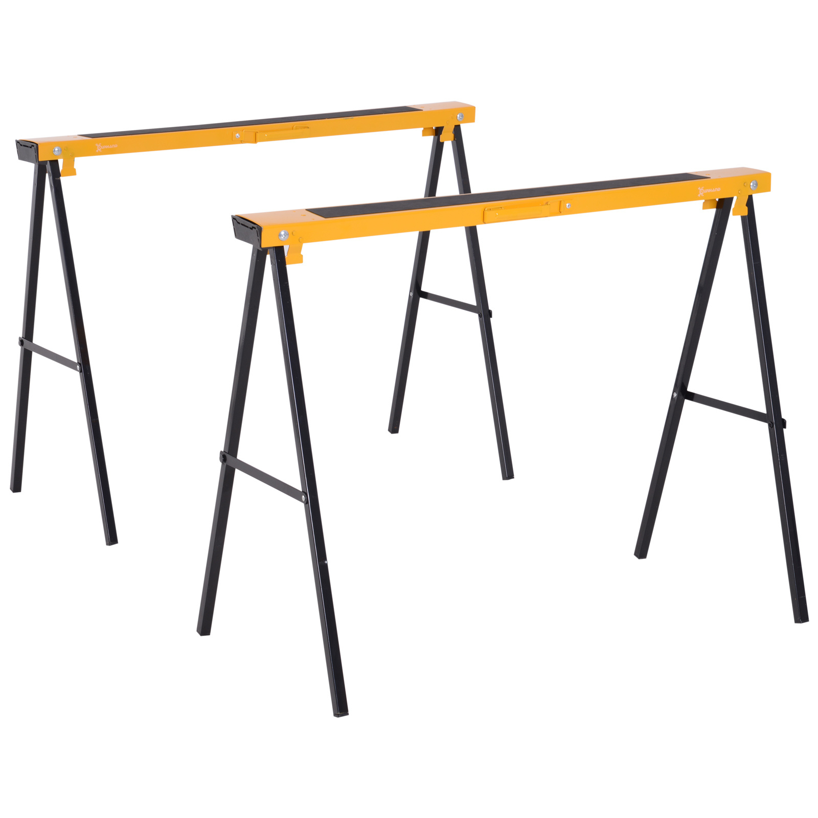 TEMU DURHAND Caballete de Sierra con Patas Plegables Metalicos 2 Piezas para Mesa y Trabajo con Asa Antideslizante Carga Max. 125kg Acero