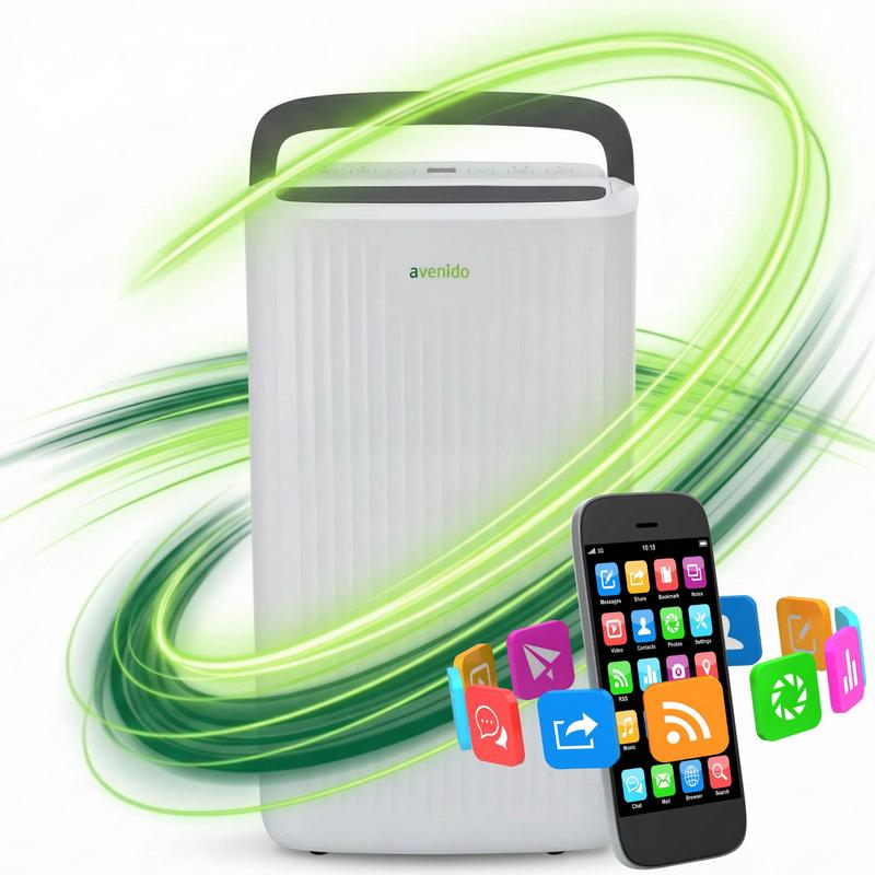 Wifi Air Dehumidifier With Moisture Absorber, Compressor, Smart Home Dehumidifier, 10l/24h, Up To 60m³, Below 36db, Smart , Carbon Filter For Air Purification, 4 , Clothes Drying, Automatic