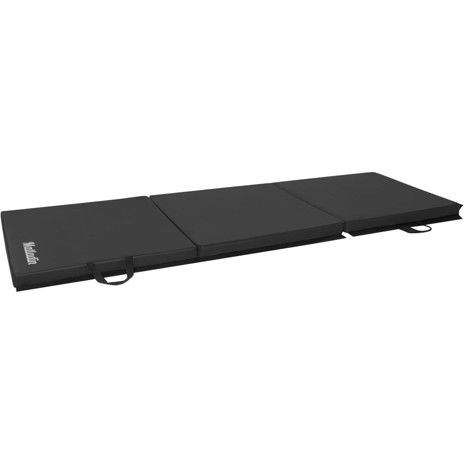 Image of Bonnlo Thick Yoga Mat, 3-fold Fitness Mat, Non-slip Pu & Epe Gymnastics Mat, Exercise Pilates Mat, Gymnastics Mat For Exercises, Yoga, Gymnastics, 180x60x5 Cm, Black