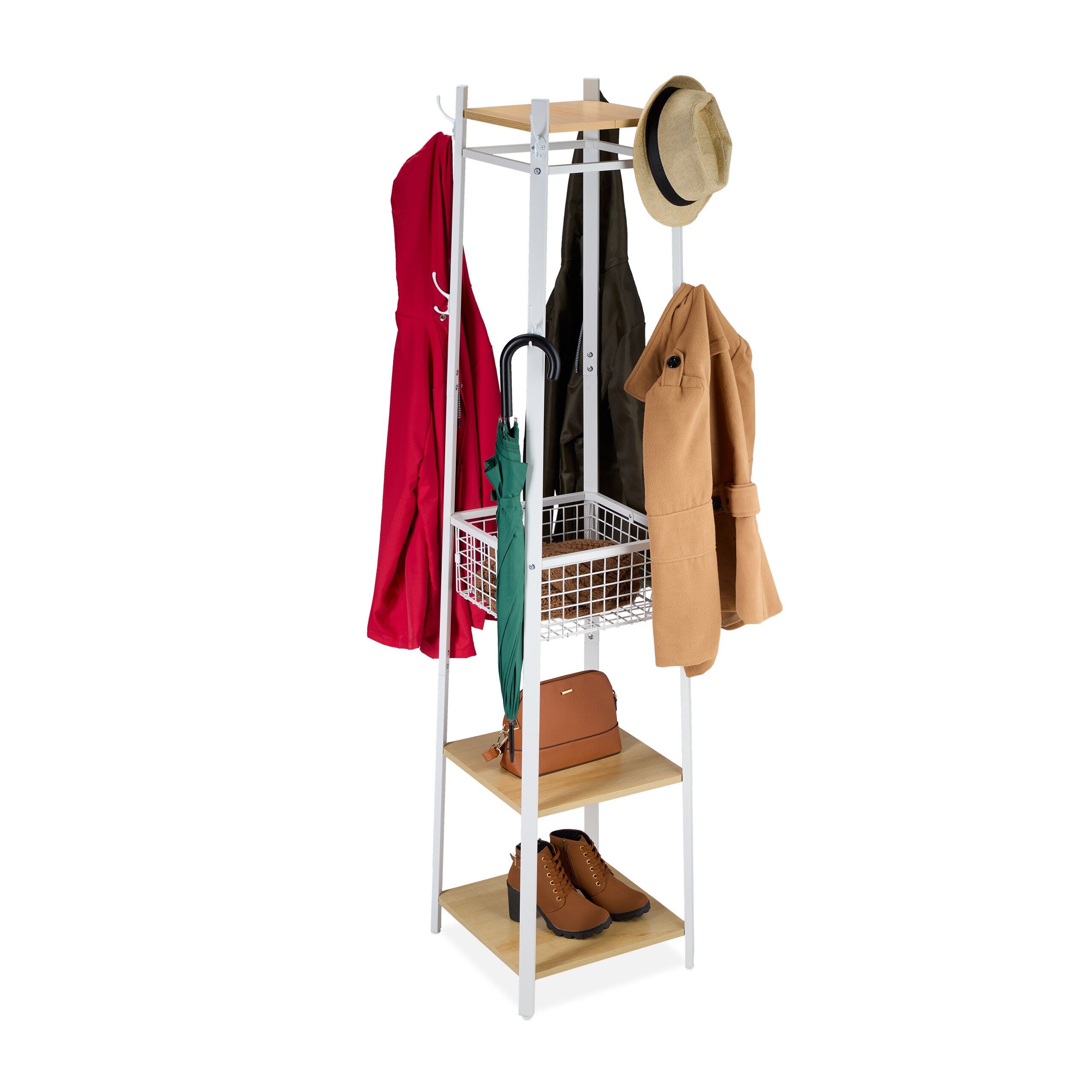 Clothing Rack In White/natural - (w)43 X (h)181 X (d)43 Cm