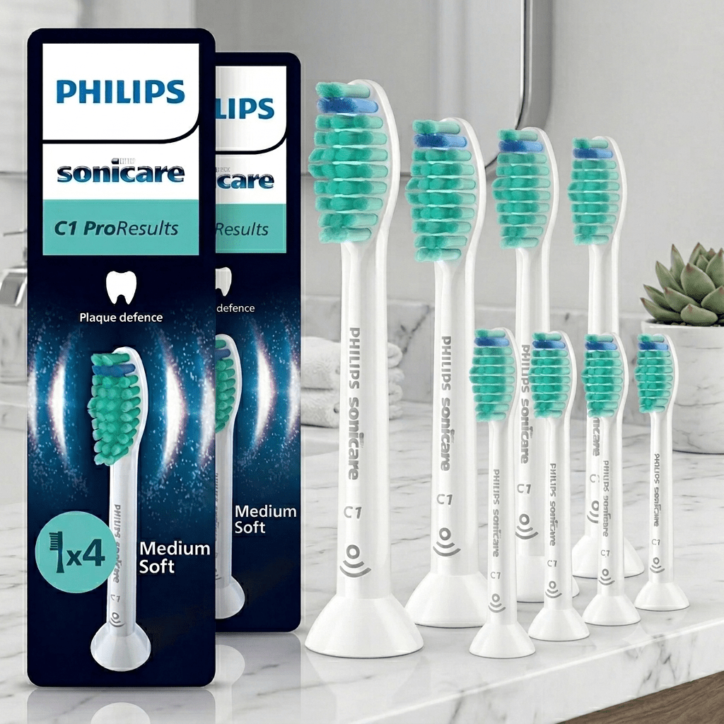 Image of Toothbrush Heads Compatible With Sonicare | 8pcs (2x 4pcs Set) Replacement Brushes White C1 Simplyclean | Electric Toothbrush Attachments Replacement Brush Heads | Daily Cleaning & Oral Care