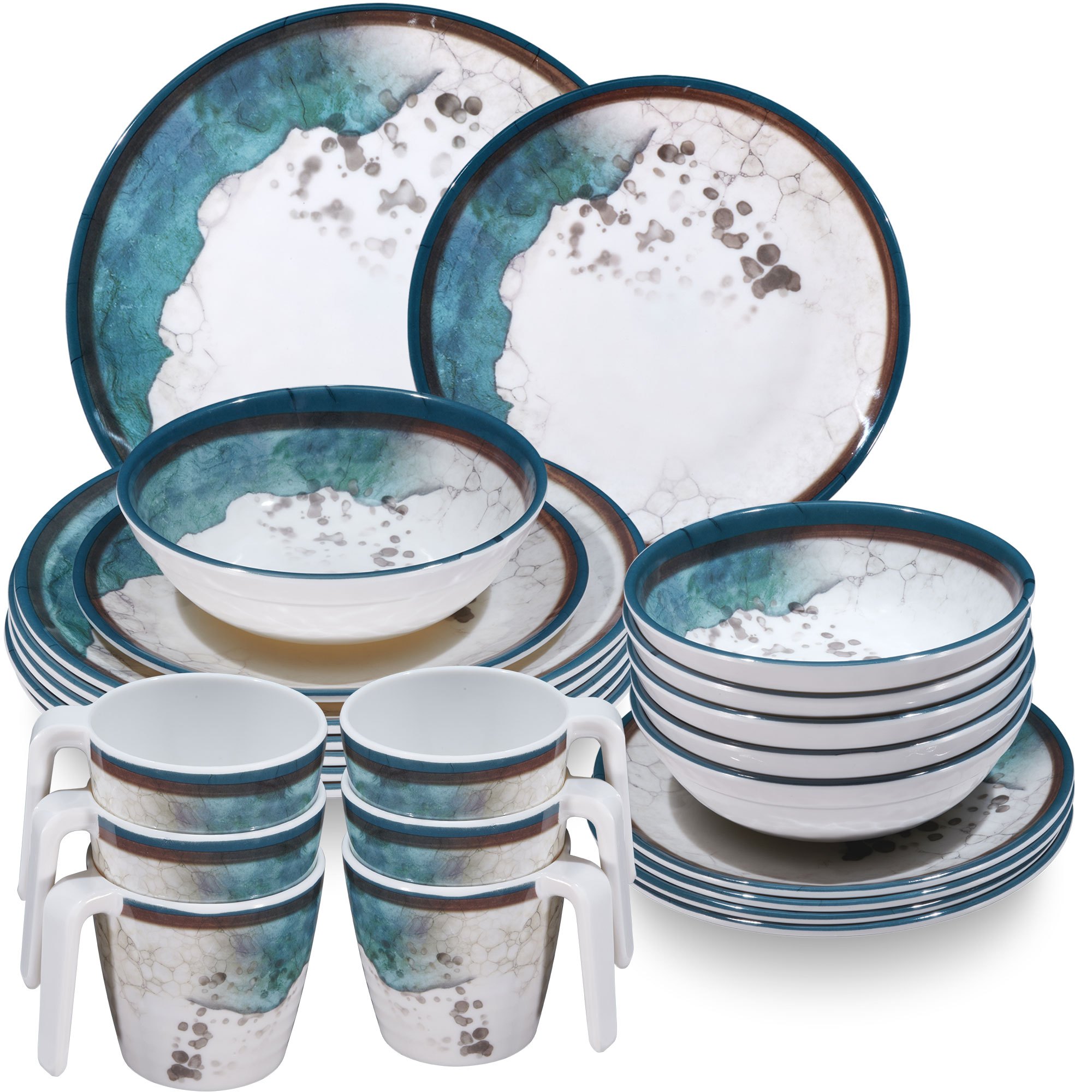 Image of Camping Tableware For 6 People - 24 Pieces - Dishwasher Safe Dinnerware, Camping Accessories, Camping, Festival, Picnic, Garden Party