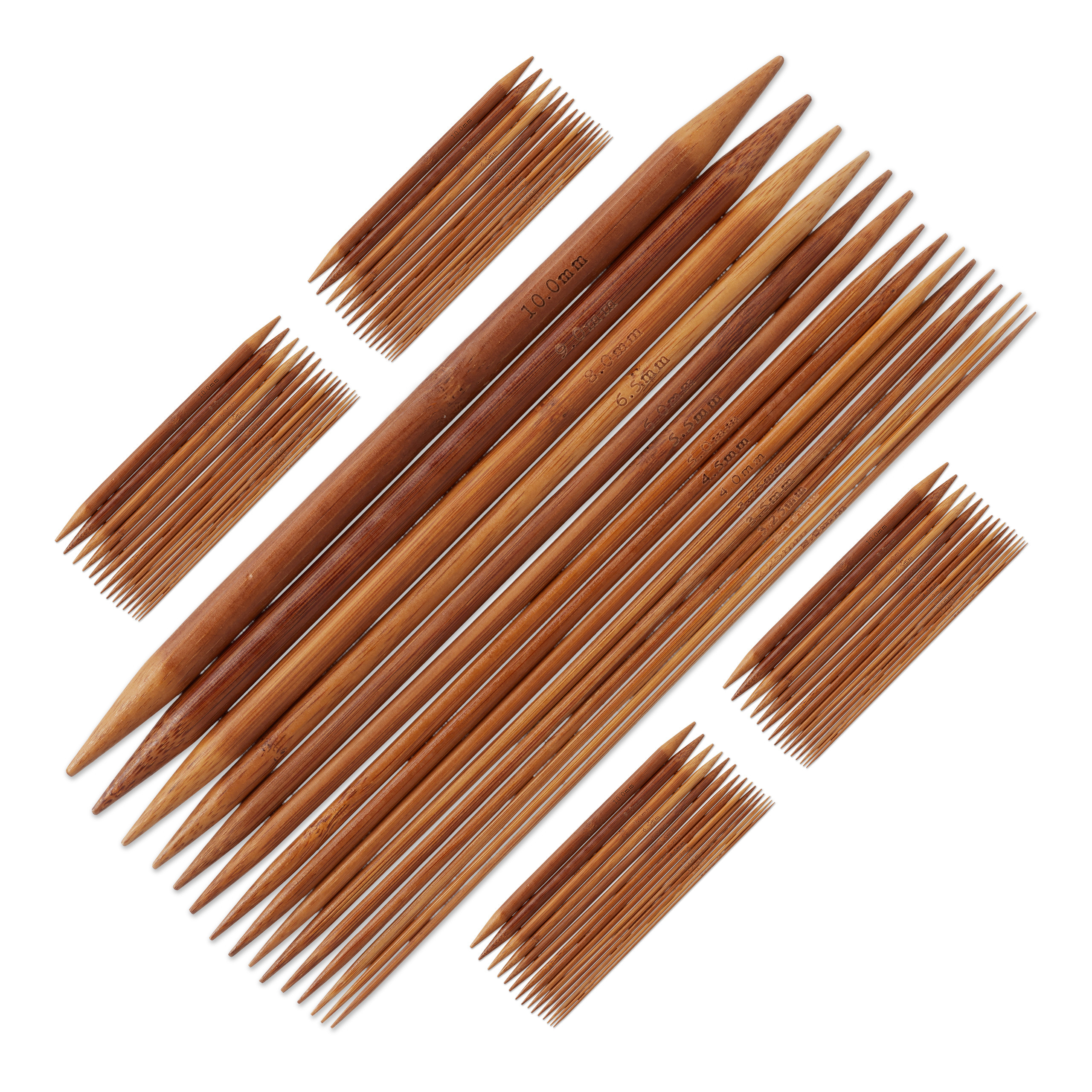 Image of Knitting Needle Set 75, 15 Sizes From Mm, 20 Cm Long, Bamboo, Double Pointed, Natural, For Socks, Hats And Sleeves, Knitting Needles, Stocking Needles, Handicraft Accessories, Relaxdays