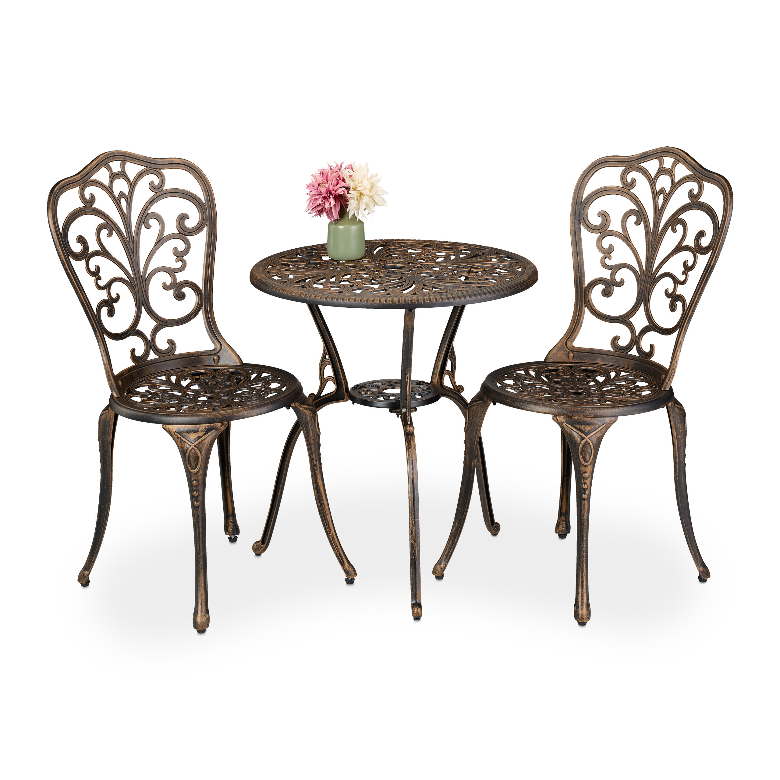 3pcs Garden Furniture Set In Black/ Bronze