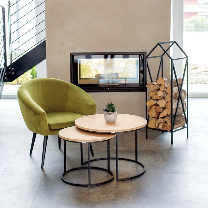 Coffee Table 2pcs Set Mdf Oak