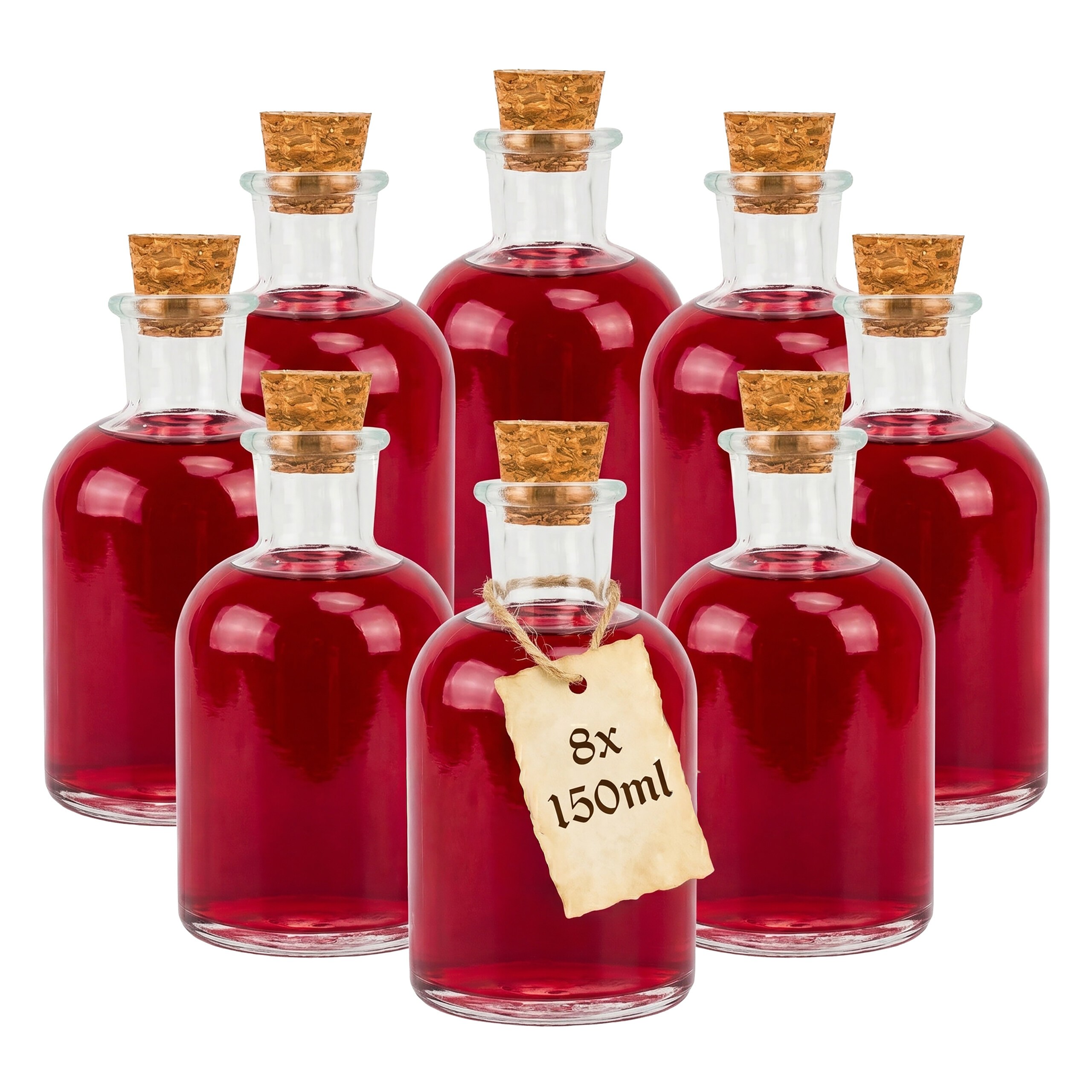 Image of 8-piece Transparent Glass Bottle Set - 150 Ml