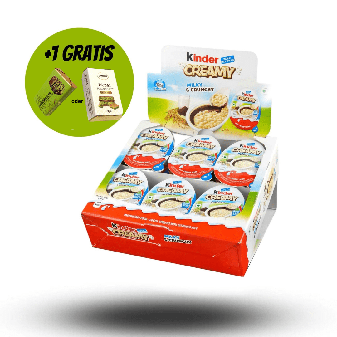 24x Kinder Creamy 19g + Free Dubai Style Chocolate 29g / Kinder Chocolate For Scooping / Value Bundle For Gifting Or Personal Enjoyment