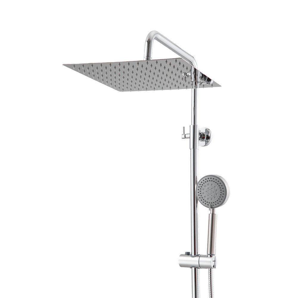 Chrome Finish Bathroom Shower System with Square Rain Shower Set