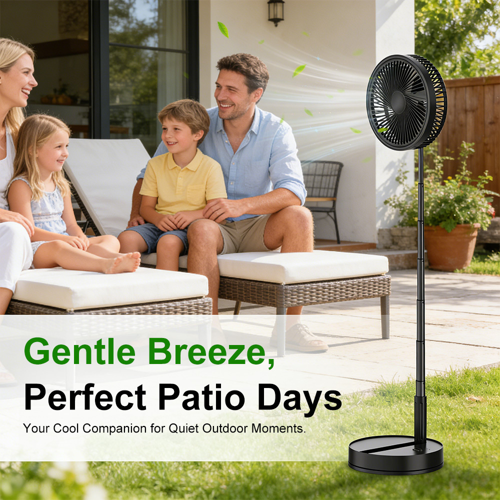 Portable Standing Fan, Telescopic Floor, Usb Desk Fan With 8000mah With Remote, Rechargeable Battery, 4 Adjustable Height And Head Great, For Office, Home, Outdoor, Camping And Travel