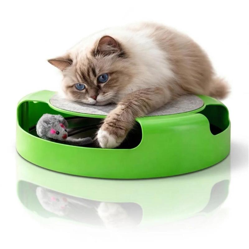 2-in-1 Interactive Cat Toy: Mouse Hunting + Scratching Post