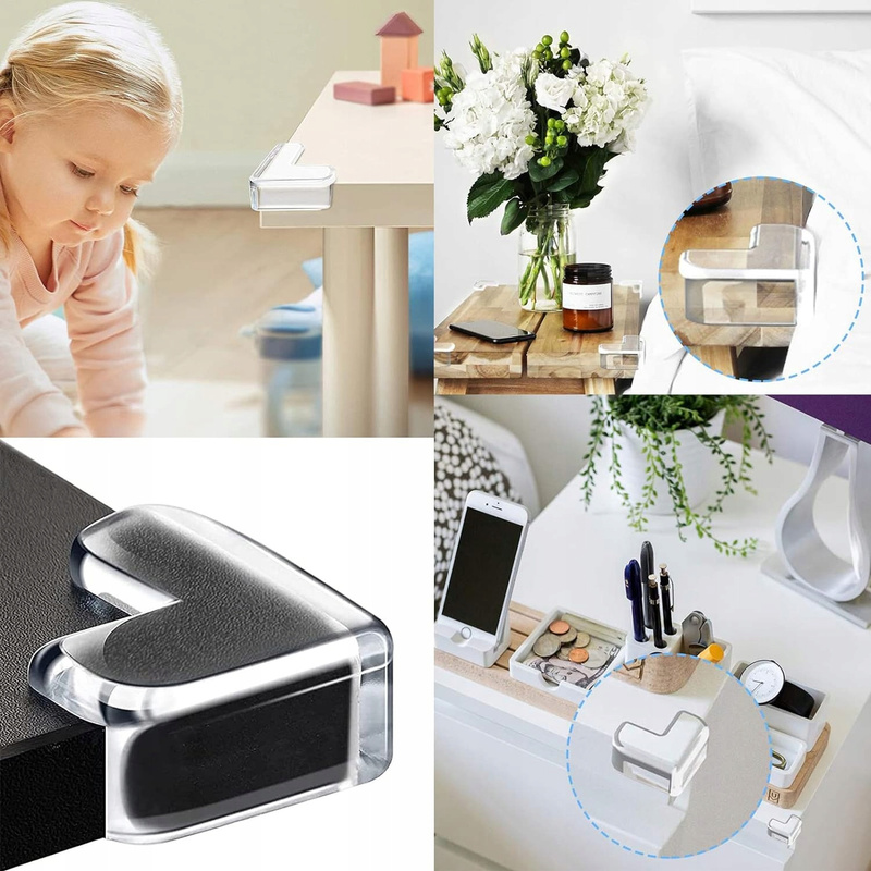 8x Prozirni PVC Štitnici za Kutove Namještaja za Stolove, Ormariće i Police - Zaštitni Odbojnici za Djecu s Dvostranom Ljepljivom Trakom