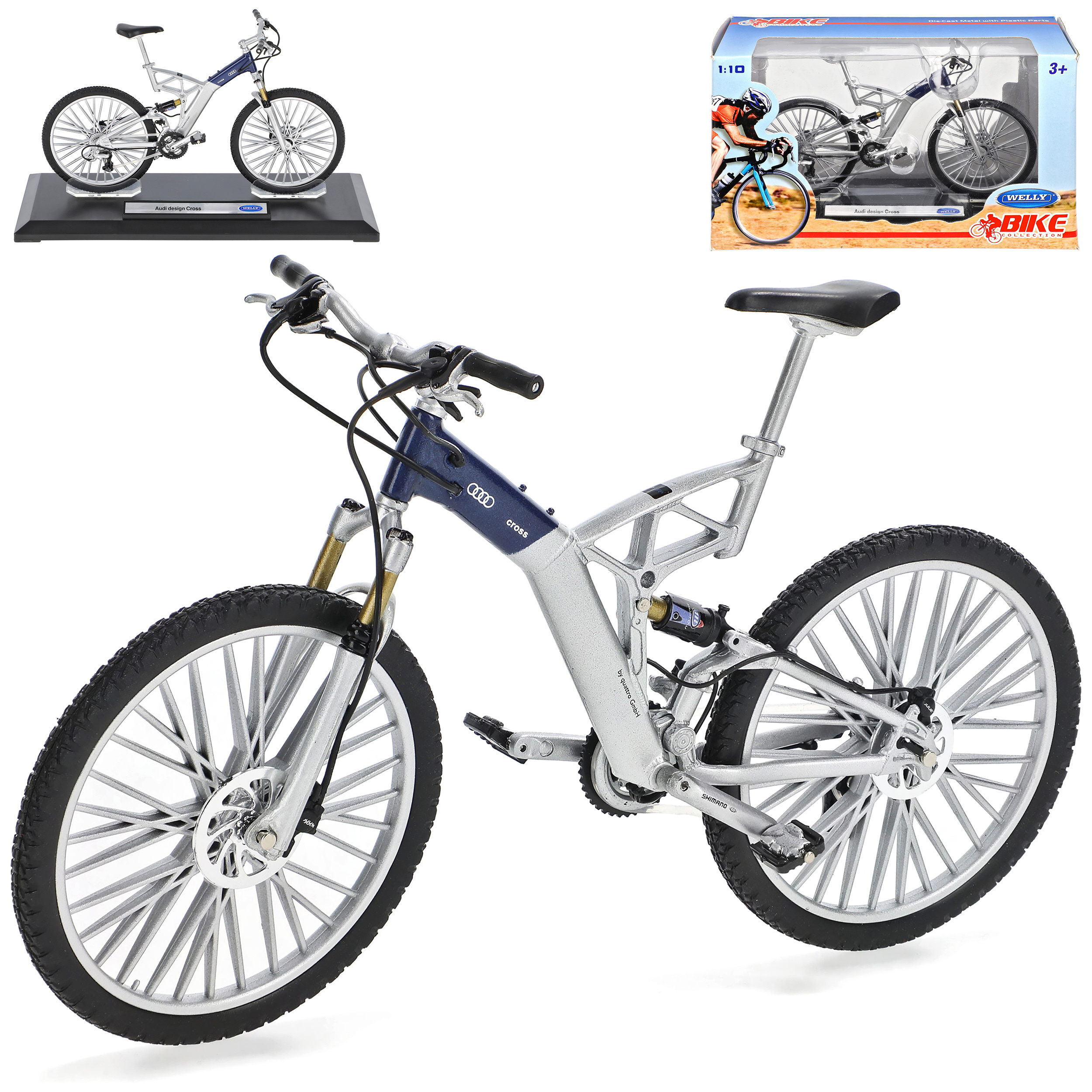 Design Cross Grey Blue 1/10 Welly Bicycle Model