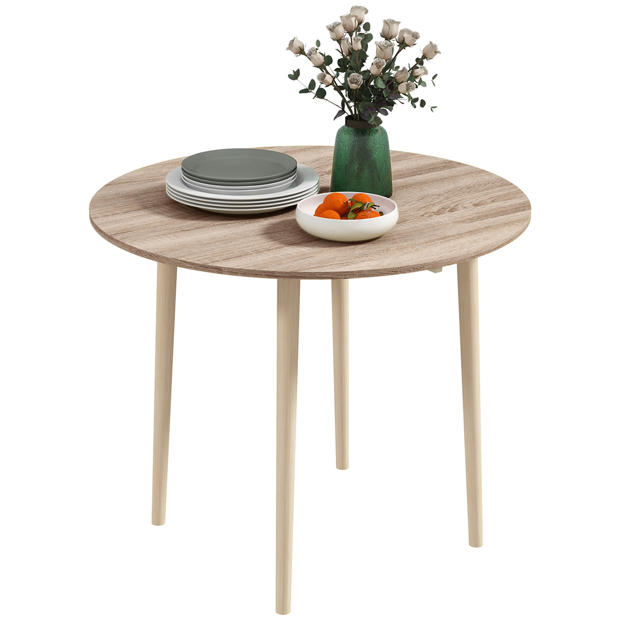TEMU HOMCOM Table de salle à manger pliante de cuisine 2 abattants - table ronde extensible - encombrante avec pieds en bois Ø89 x 73.5H cm