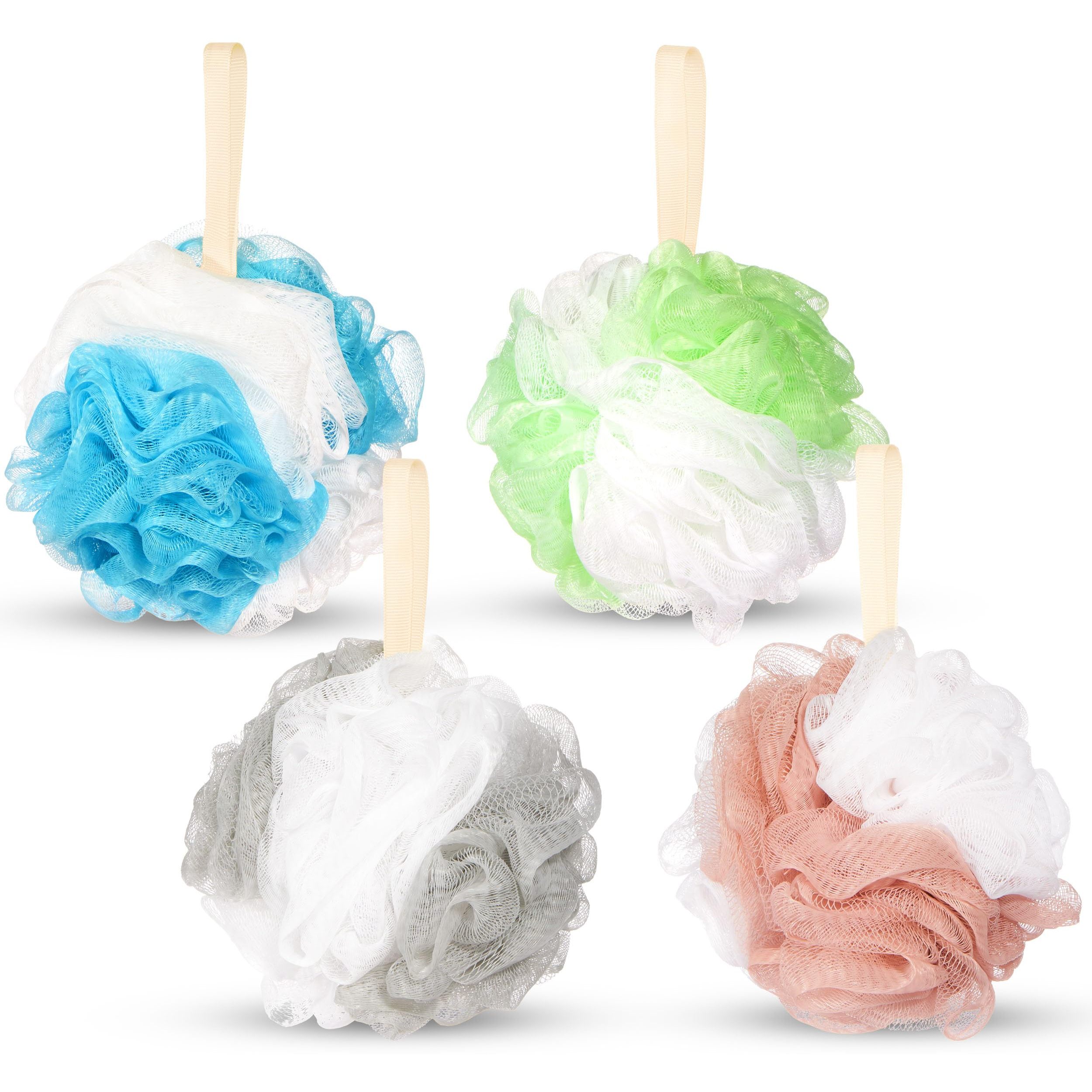 Brubaker 4-piece Set Bath Sponge Shower Sponge - 50g Bath Ball - Exfoliating And Massage Sponge