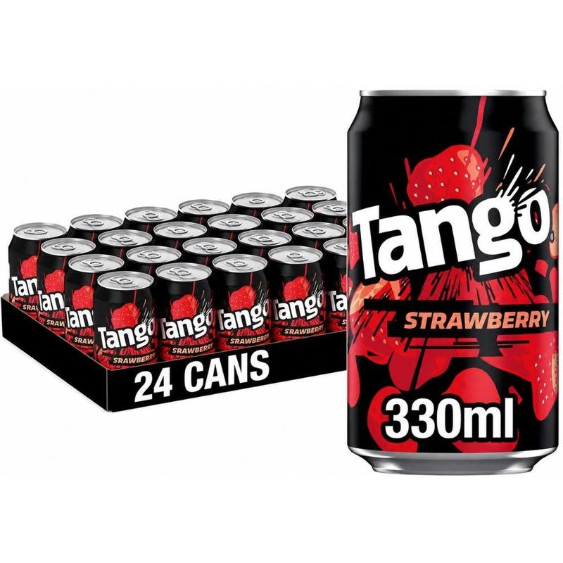 TEMU Tango Strawberry Soft Drink Cans, Pack Of 24 Pack X 330ml – Refreshing Fruity Fizz