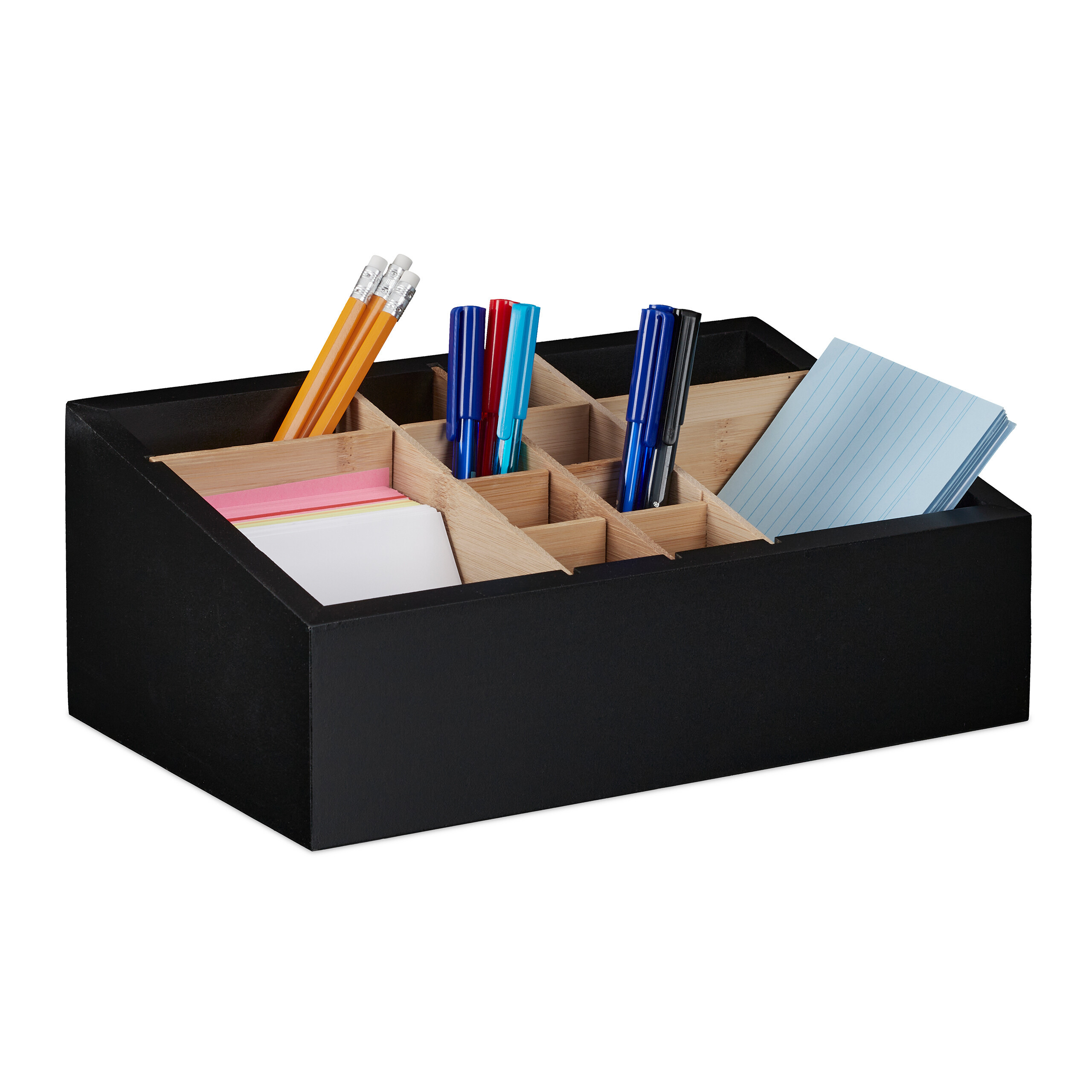 Desk Organizer In Black/natural - (w)30 X (h)12 X (d)18 Cm