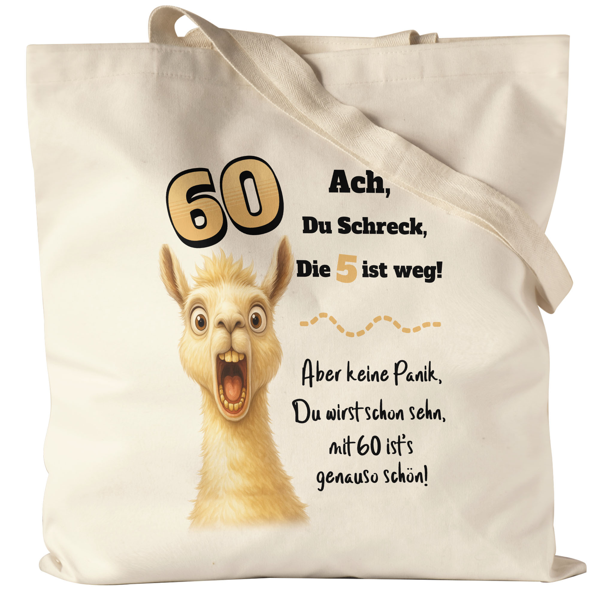 Image of Llama Tote Bag Funny Gift 60th Birthday Party Fun For Women Men - Jute Bag, Tote Bag