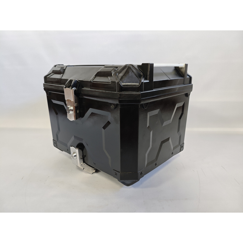 1pc Pp Motorcycle Trunk – Quick-release Trunk, 55l Capacity, Featuring Back Support, Quick-release Plastic Bottom Plate, Inner Lining, And Bubble Column Packaging; Color: Black; Without Accessories.