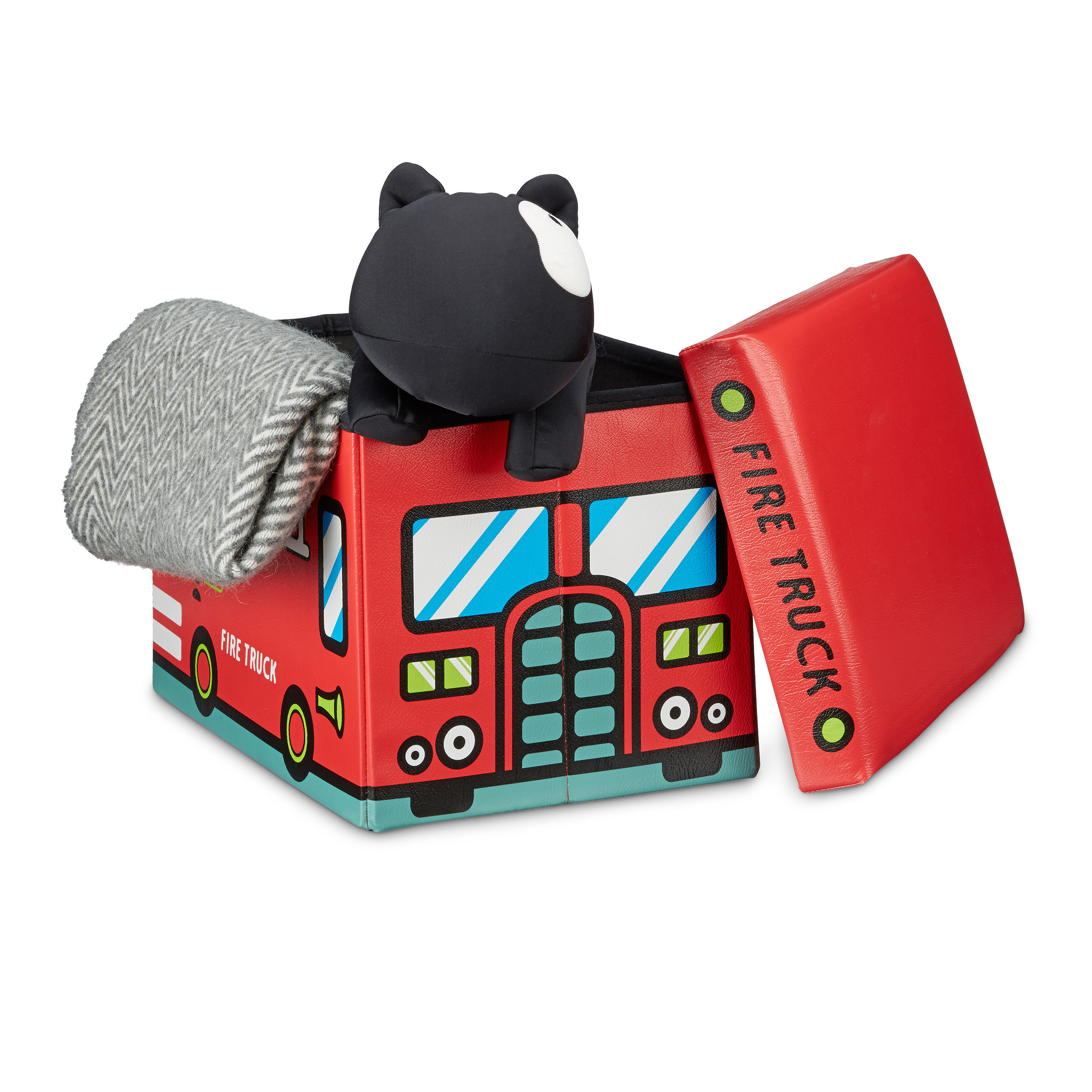 Toy Fire Engine Box In Red - (w)48 X (h)32 X (d)32 Cm
