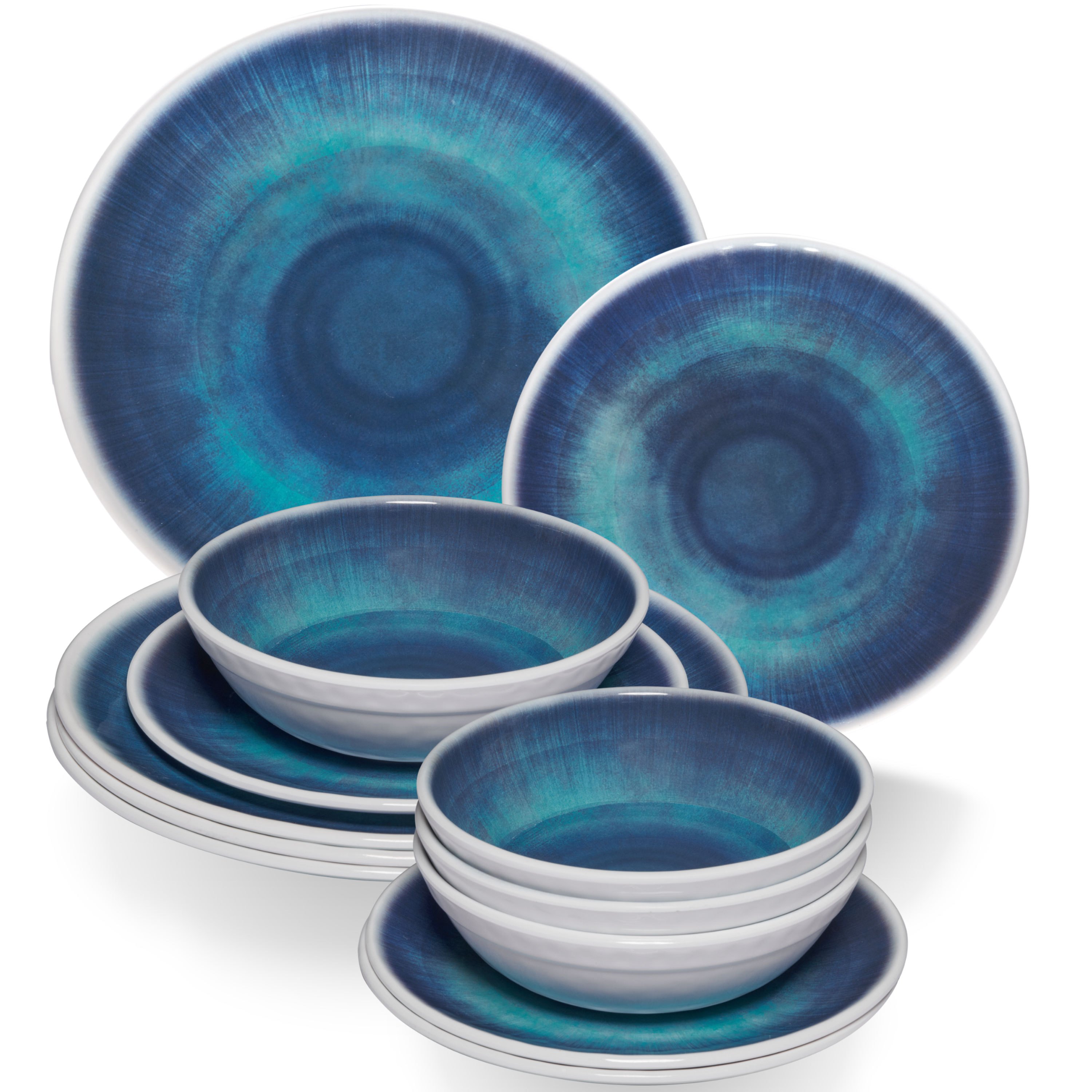 Image of Camping Dishes Jesolo Blue For 4 People - 12pcs - Dishwasher Safe Tableware Camping Accessories Camping Dishes Camping Festival Picnic Garden Party