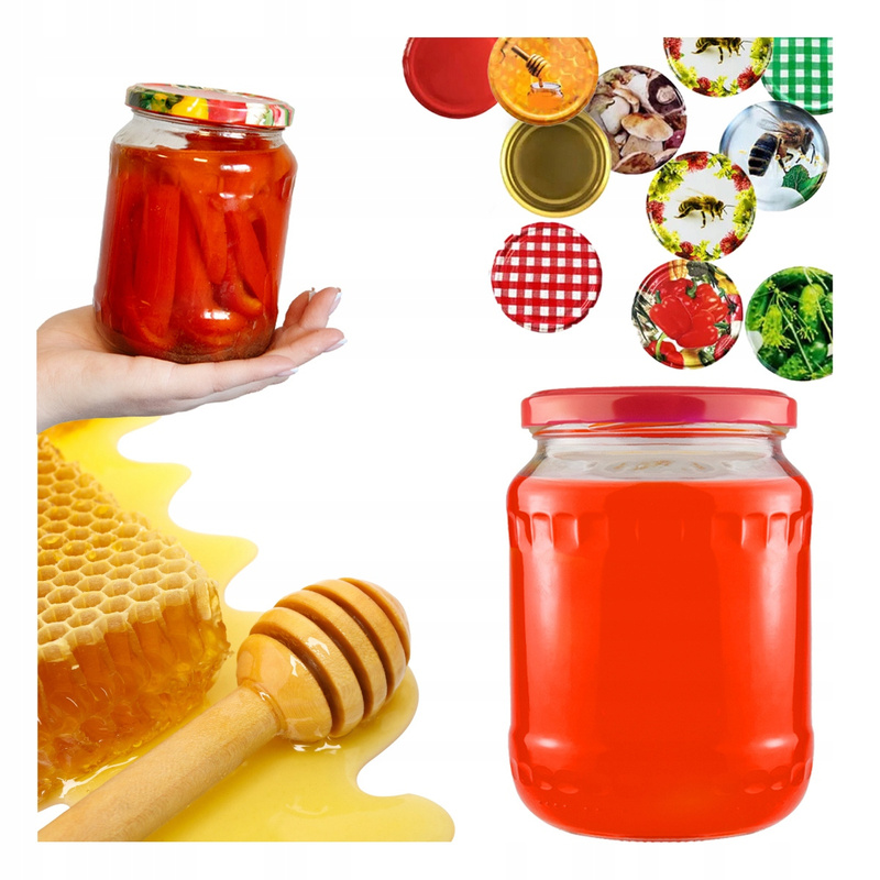 Image of Glass Jars 720ml 8pcs With Lids Fi 82 For Honey Mushrooms Vegetables Fruits Set Of Jars For Canning And Food Storage