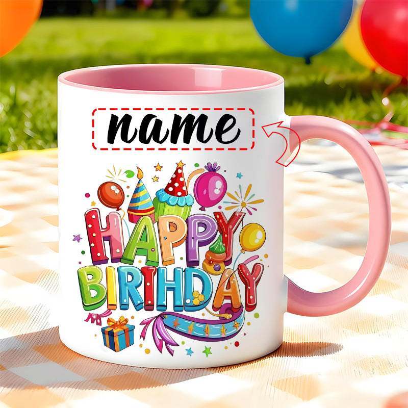 Personalized "Colorful Birthday Celebration" Ceramic Coffee Mug