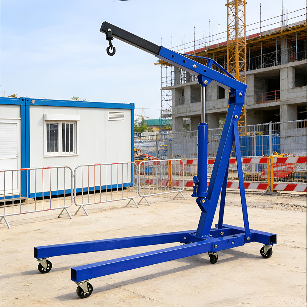 Blue 1 Ton Folding Engine Crane Stand for Garage Use
