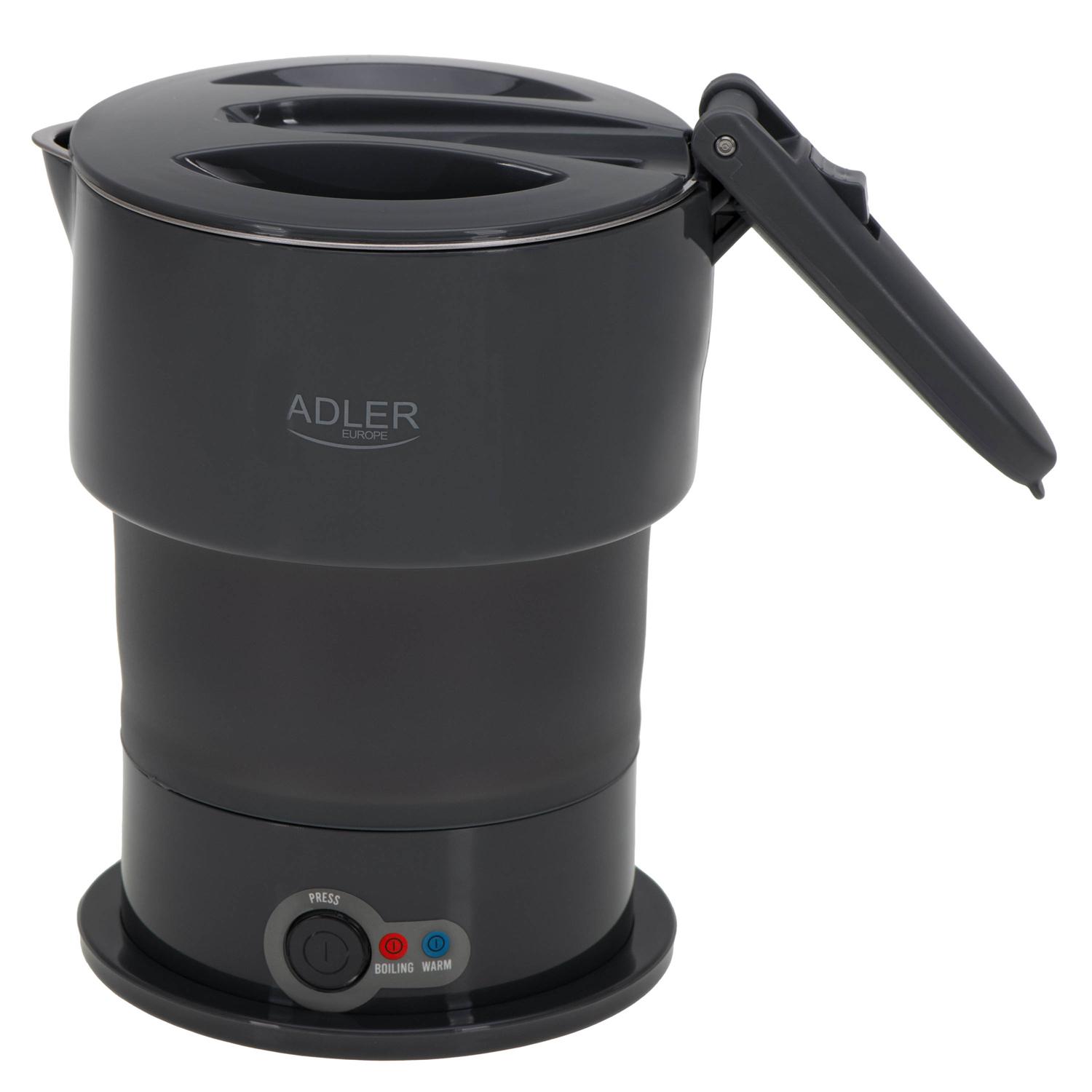 Adler Travel Kettle 0.6l Silicone Gray Ad 1377
