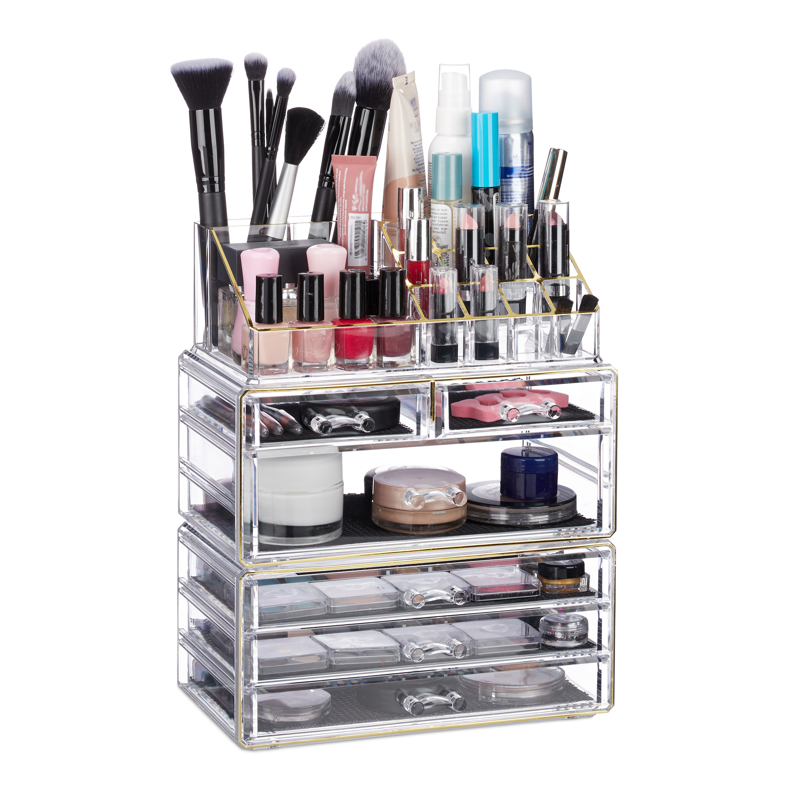 Cosmetic Organizer In Transparent/gold