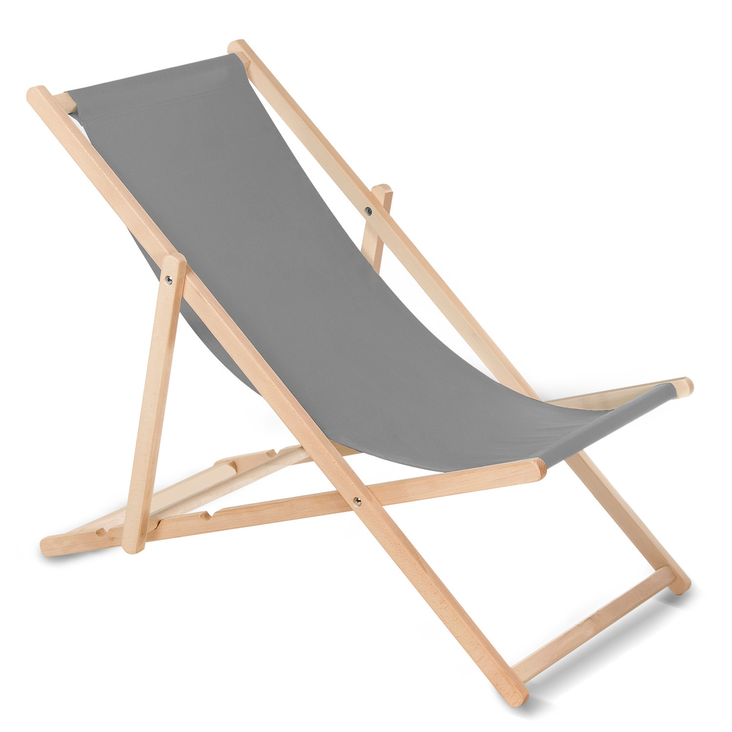Image of Adjustable Gray Wooden Beach Lounger Greenblue Gb183