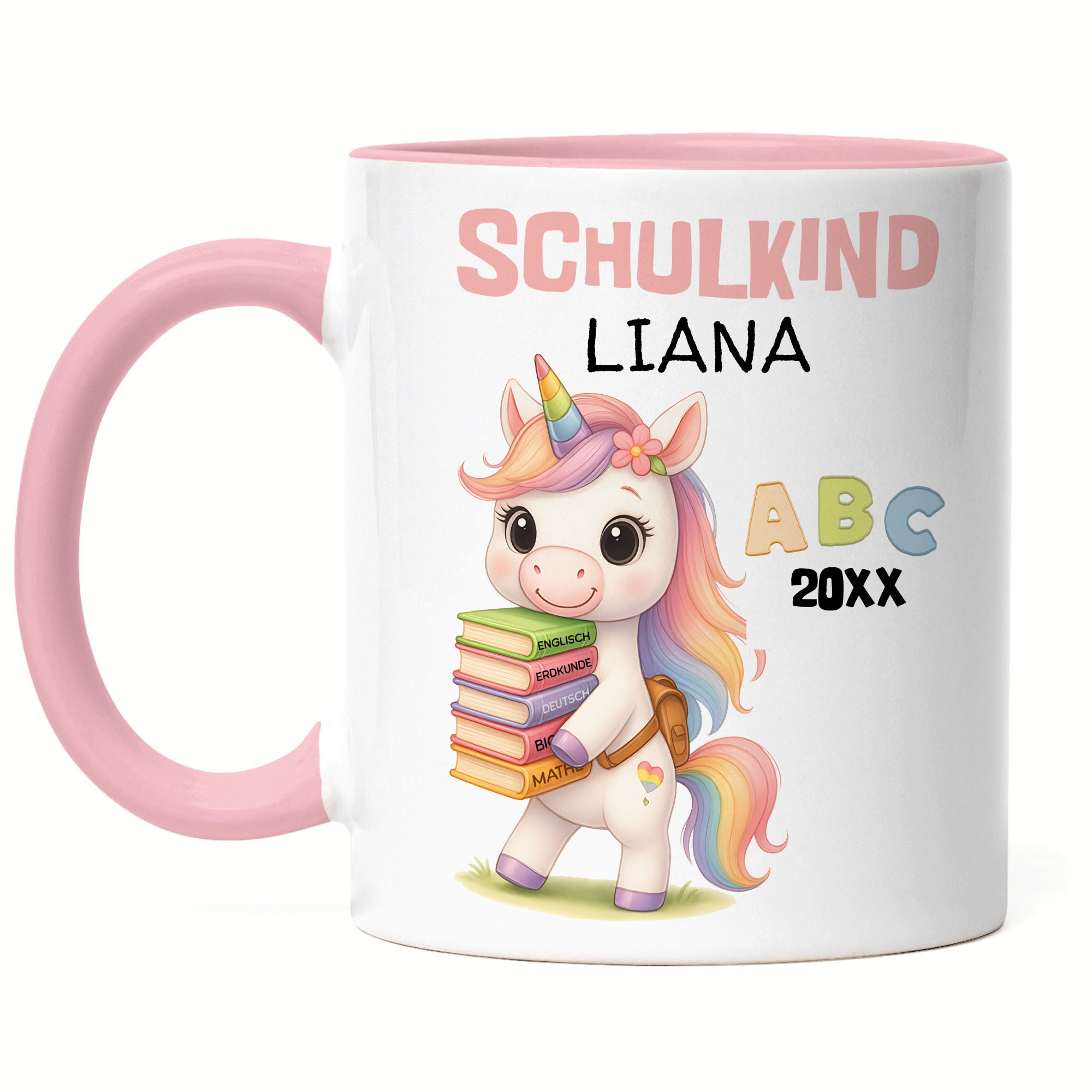 Image of School Child 2026 Mug For Girls, Personalized Unicorn Mug, Small Gift For First Day Of School, , School With Name & Unicorn For First Graders - Ceramic Cup