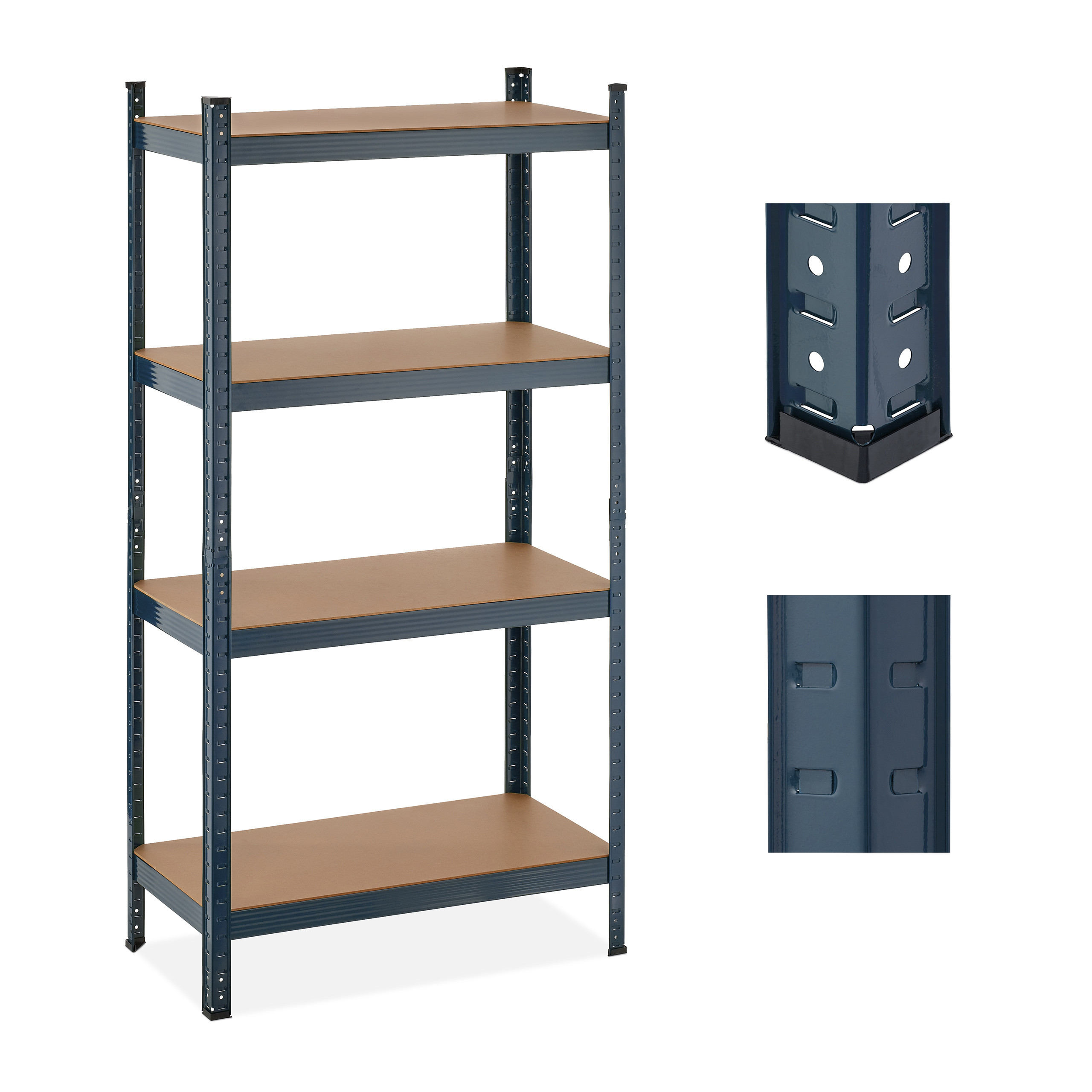 TEMU Estantería para pesadas antracita, 4 baldas, capacidad de 280 kg, 156 x 80 x 40 cm, acero con estantes de MDF y protectores de plástico,