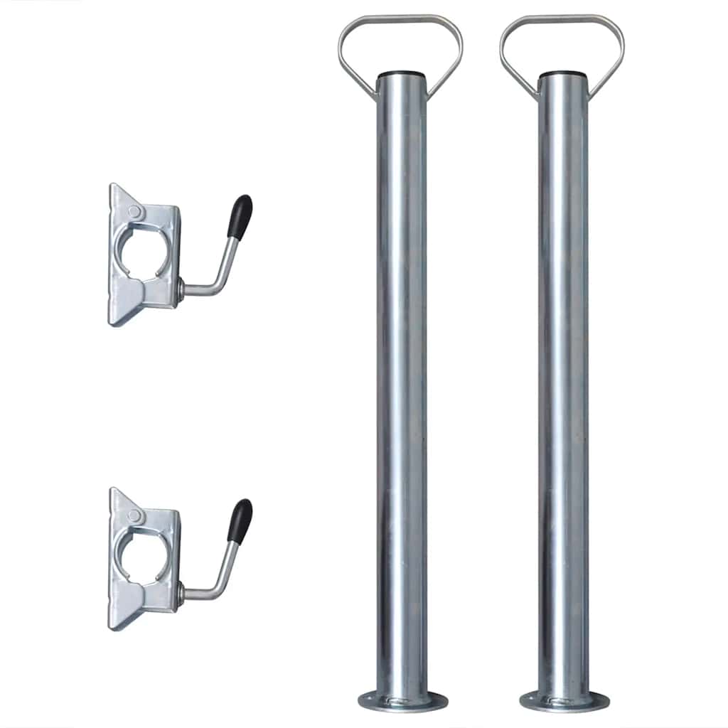 2x Trailer Support Stand Foot Ø48mm Clamp Pipe Supports Holder