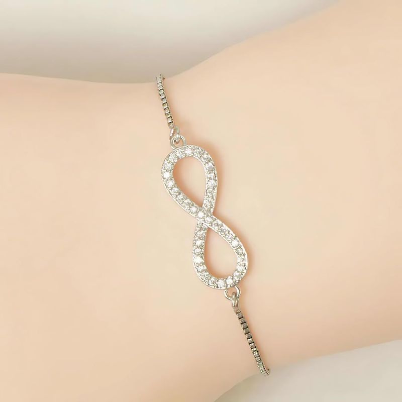 Women's Infinity Bracelet & Earrings Set with Austrian Crystals