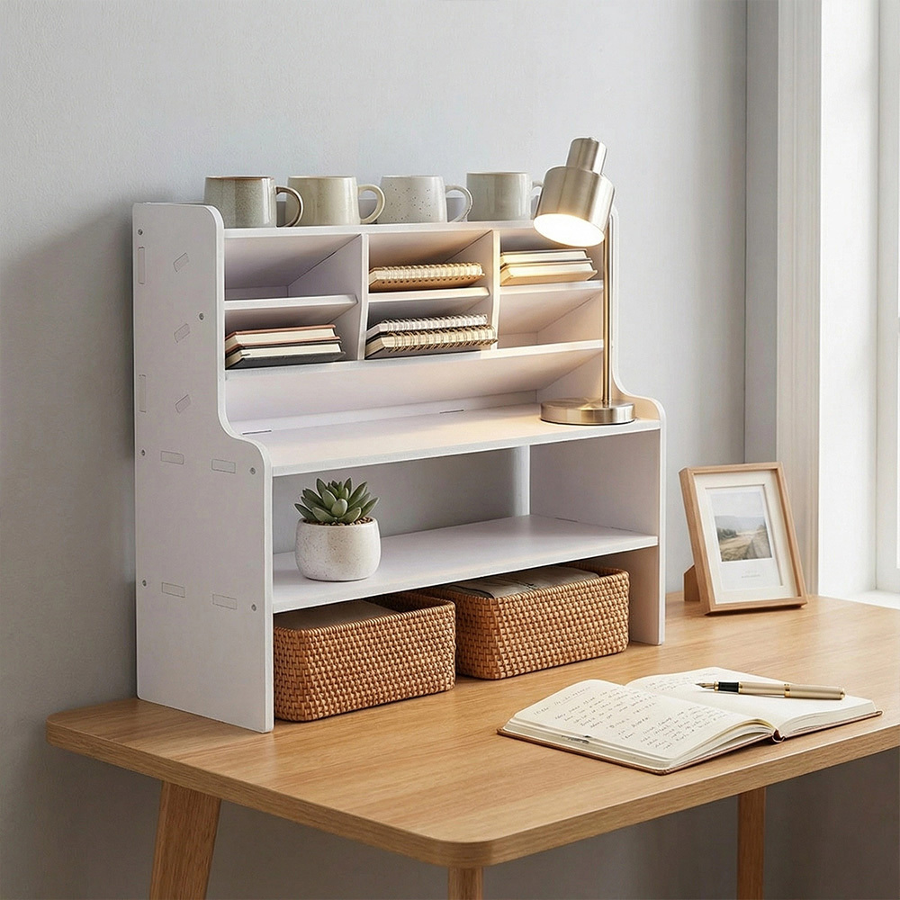 50cm Long Bookshelf Rack with Multi Storage Compartments