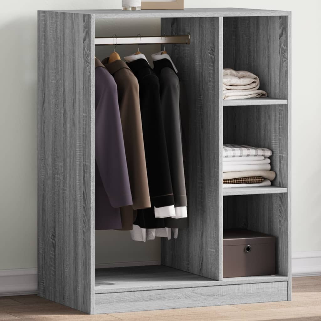 Vidaxl Wardrobe, Storage Closet With Drawers, Tall Cabinet For Bedroom, Modern Gray Wood Composite